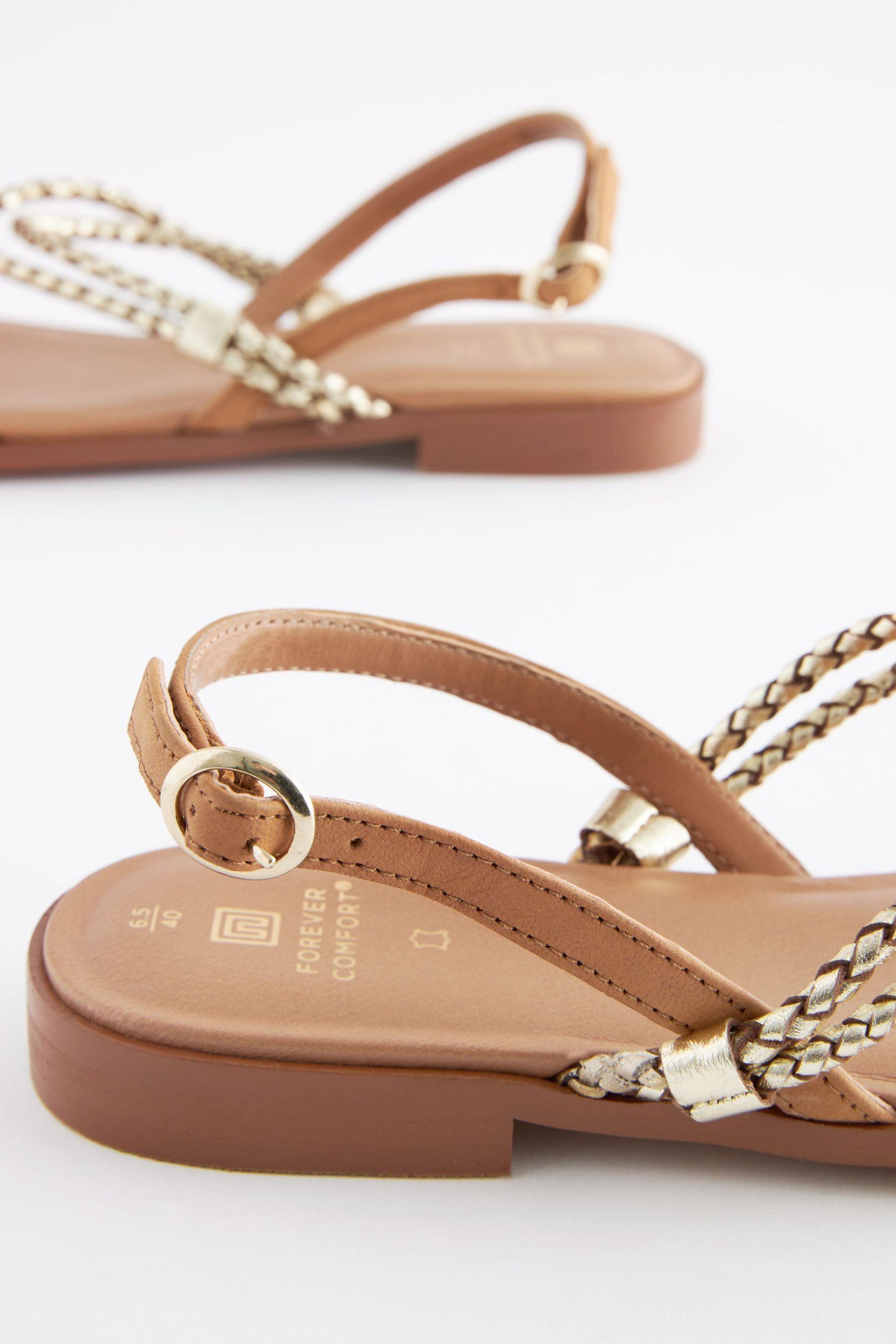 Tan/Gold Sandale Forever Comfort® Leder-Sandalen geflochtene (1-tlg) Next