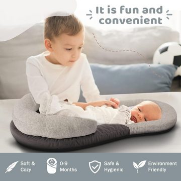 yhroo Babykissen Baby Comfort Nest mit Kopfstützkissen, Tragbares Kinderbett Neugeborenen-Liege Schlafsack Wiege Liner