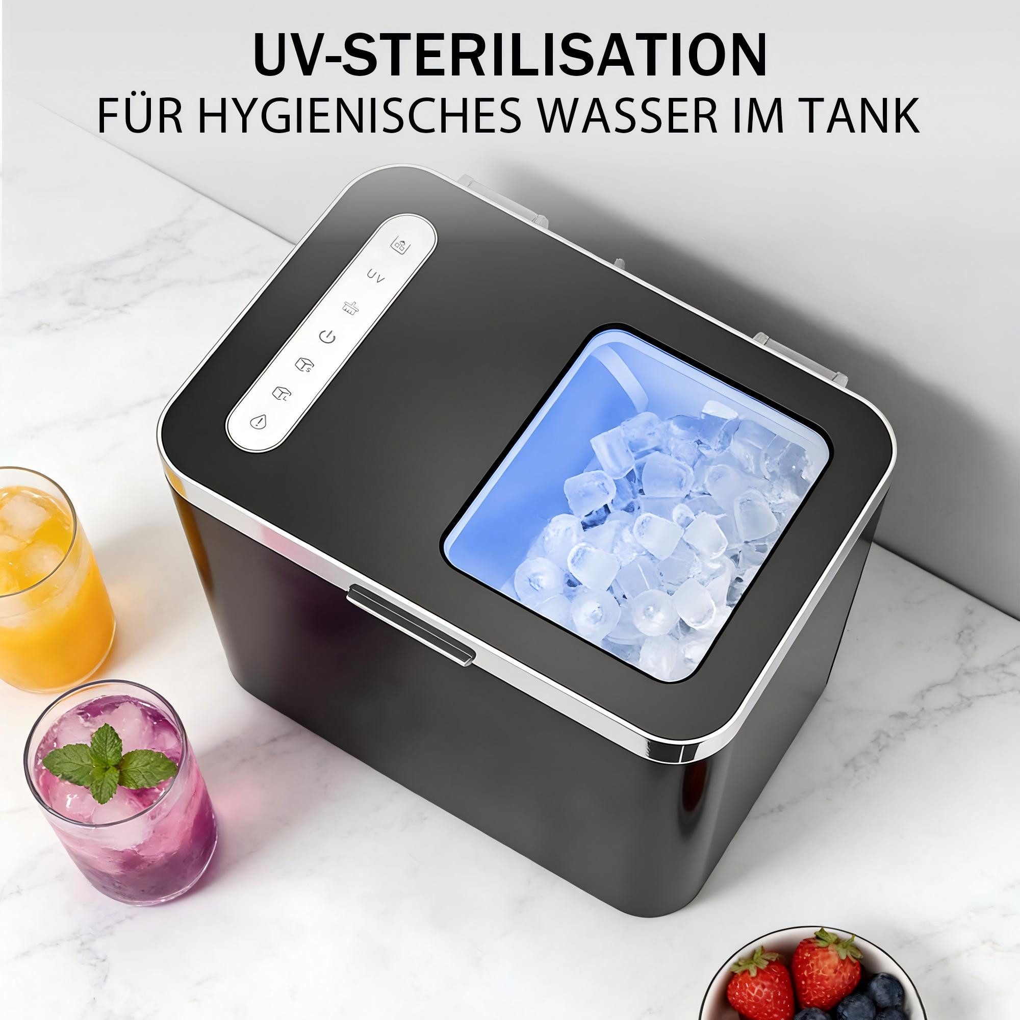 Nettlife Eiswürfelmaschine Eiswürfel 1.3L Wassertank leistungsstarkem Kompressor 12 kg Eis/24h, Eismaschine selbstreinigend UV-Desinfektion schnell für Zuhause/ – Bild 4 von 5