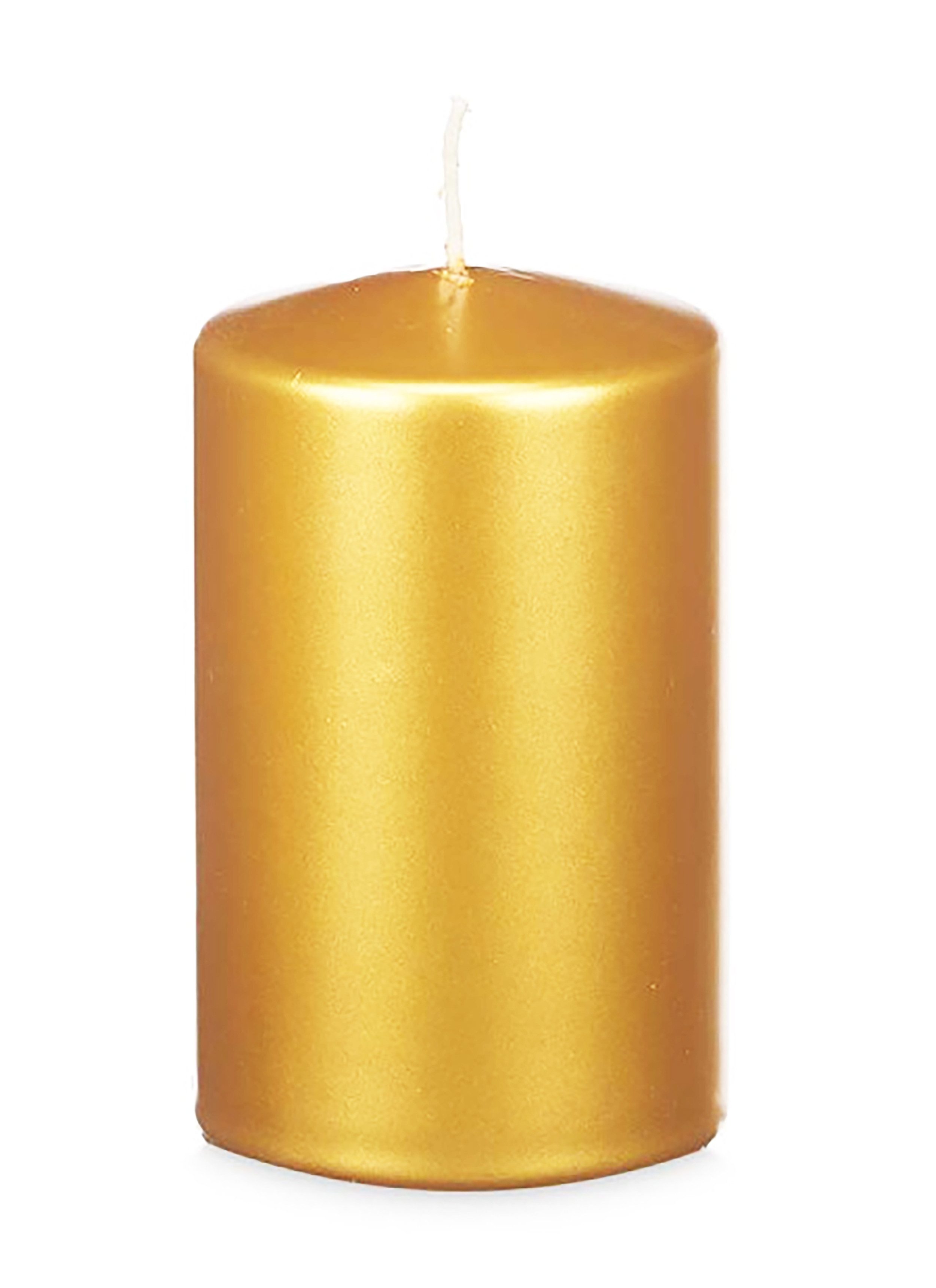 Acorde Stumpenkerze STUMPENKERZE Ø9cm GOLD 15cm Brenndauer bis 60 Stunden Stumpen Kerze 42, Adventskerze Weihnachtskerze deko Haushaltkerze Party