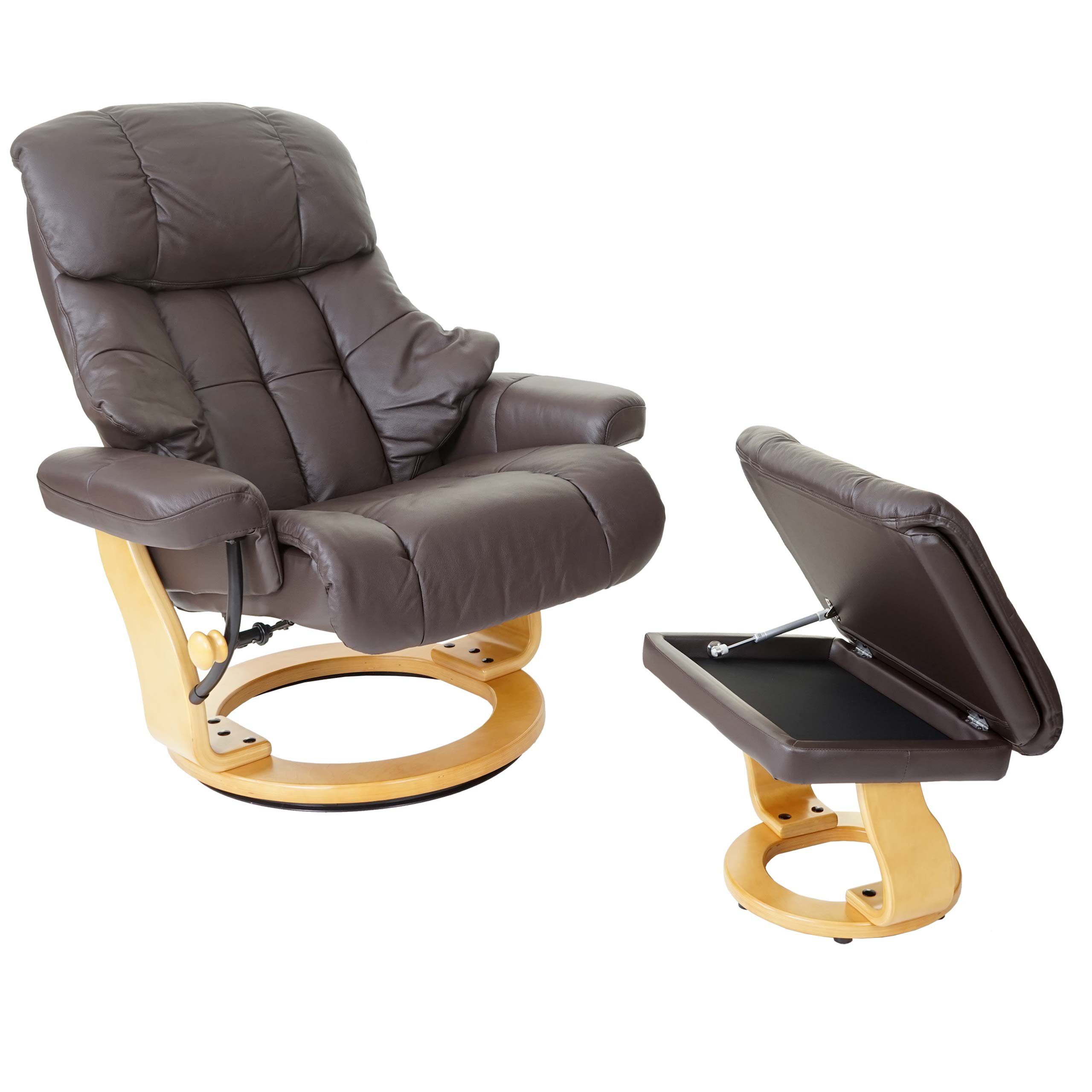 MCA furniture Relaxsessel Windsor XXL, Extradicke Polsterung, inklusive gepolstertem Fußhocker mit Staufach braun, naturbraun
