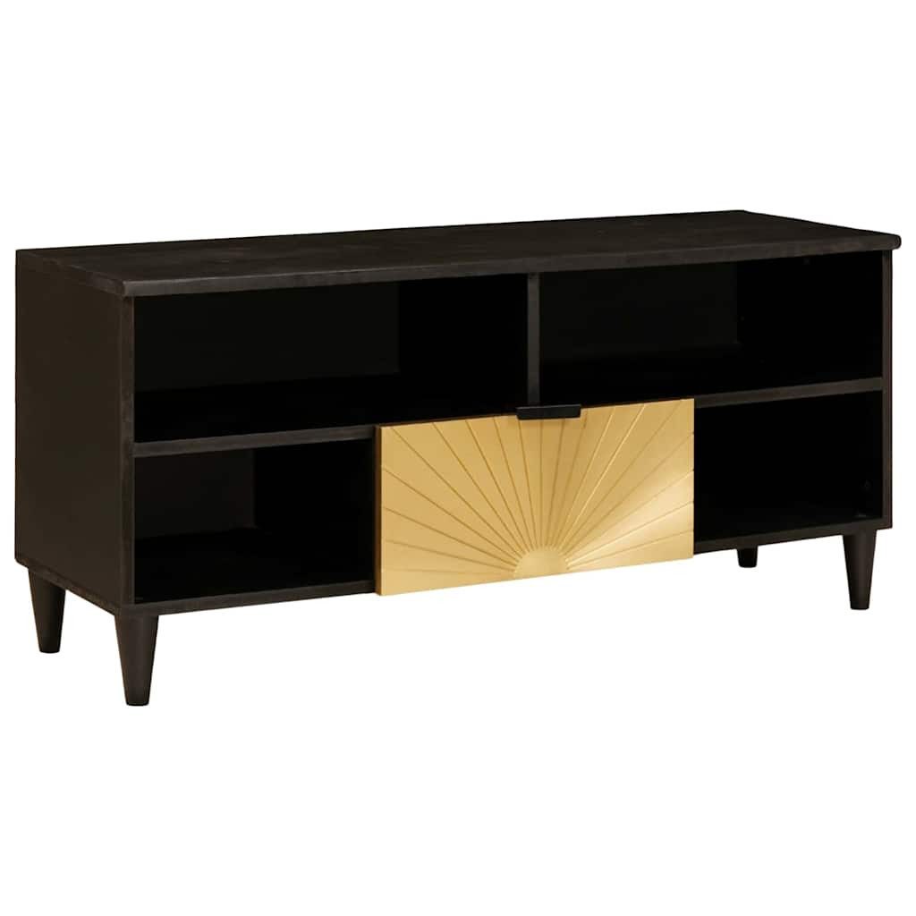 vidaXL Media-Regal TV-Schränk Schwarz und Gold 100 x 33 x 46 cm massives holz, 1-tlg.