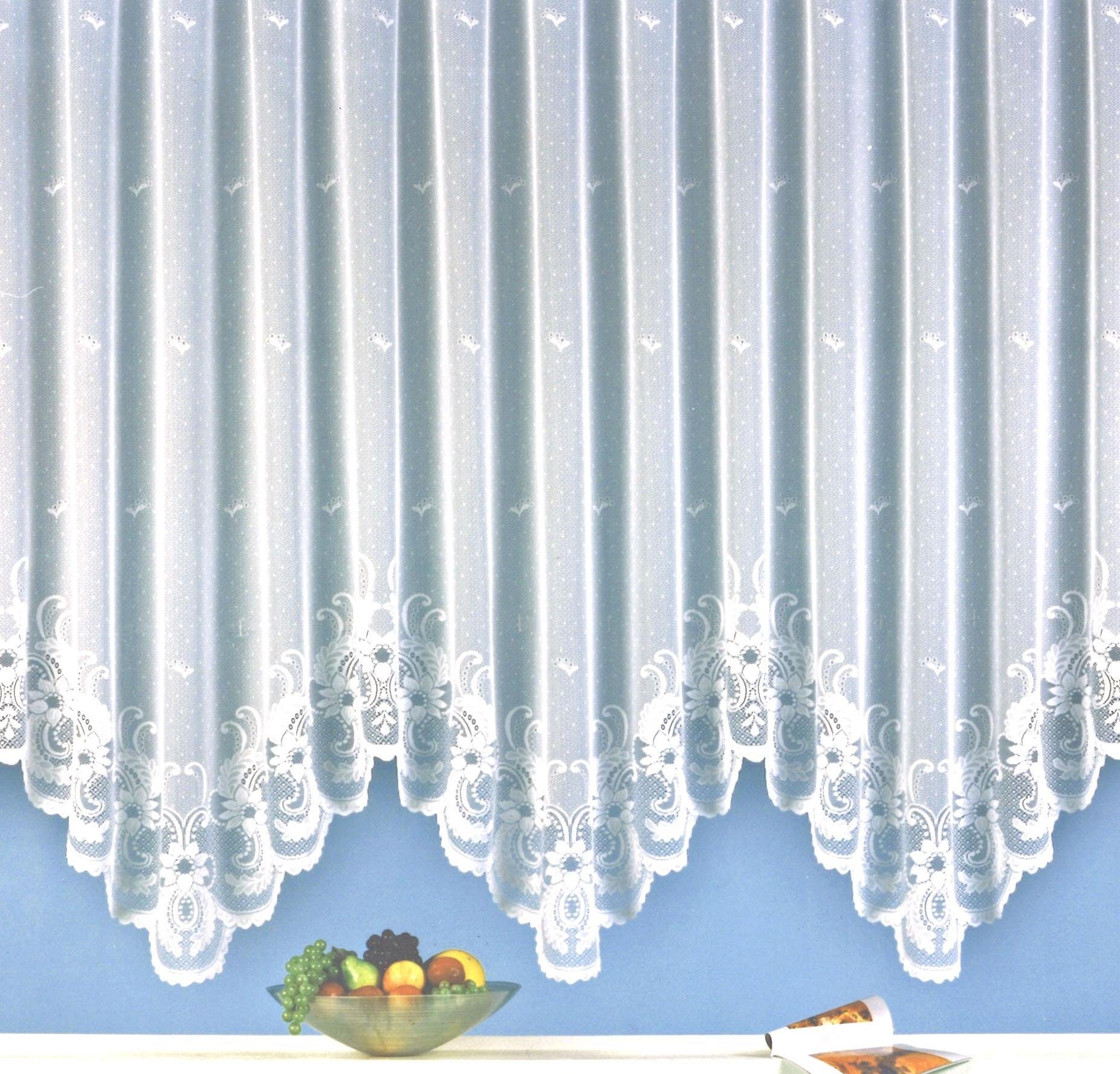 Weckbrodt Gardine Flensburg (1 St), Kräuselband, halbtransparent, Wirkware, Bogenstore, Jacquard, halbtransparent, Bordüre, Sockel, Store