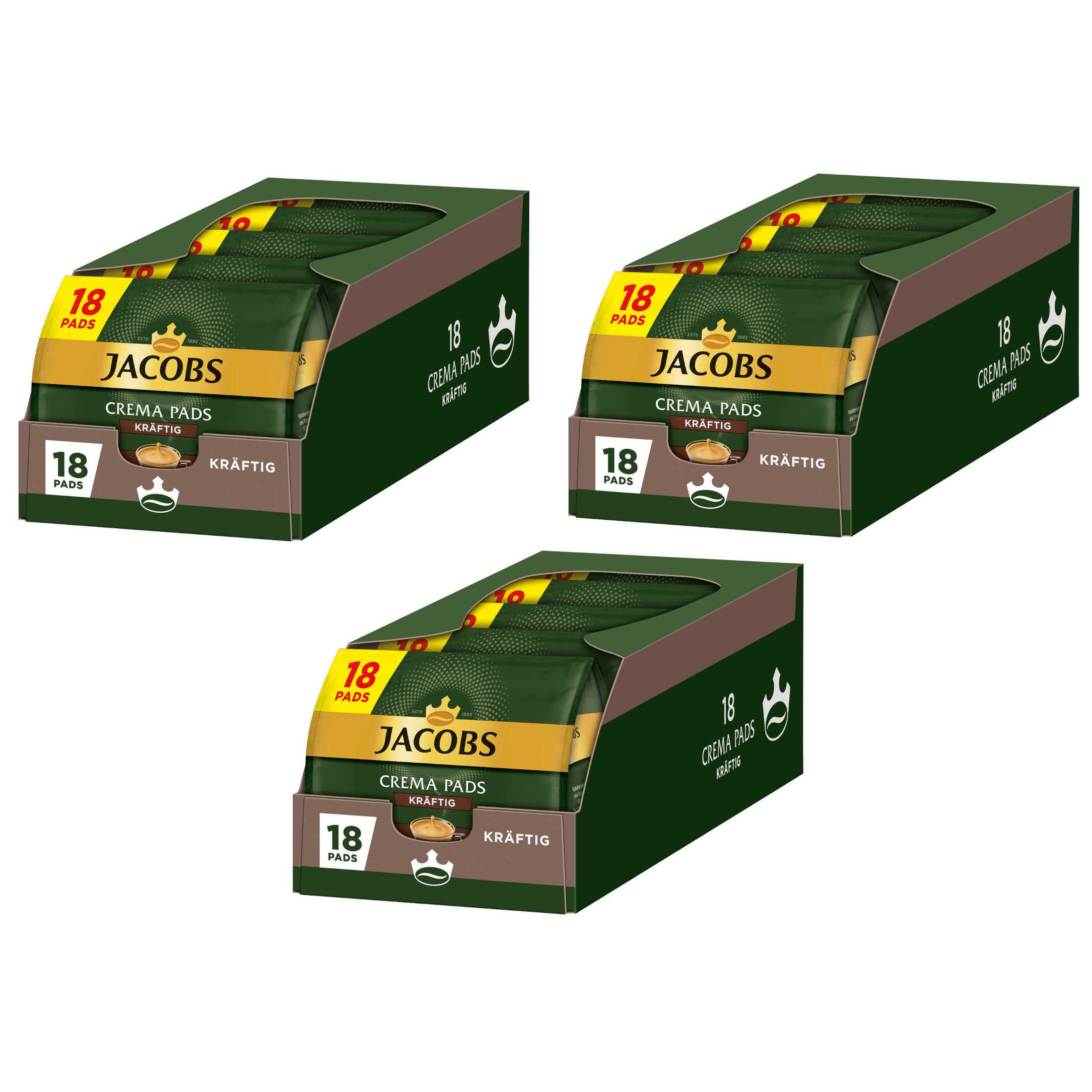 JACOBS Kaffee Pads Crema kräftig Senseo kompatibel 15 x 18 = 270 Getränke, (Packung, 15er Pack)