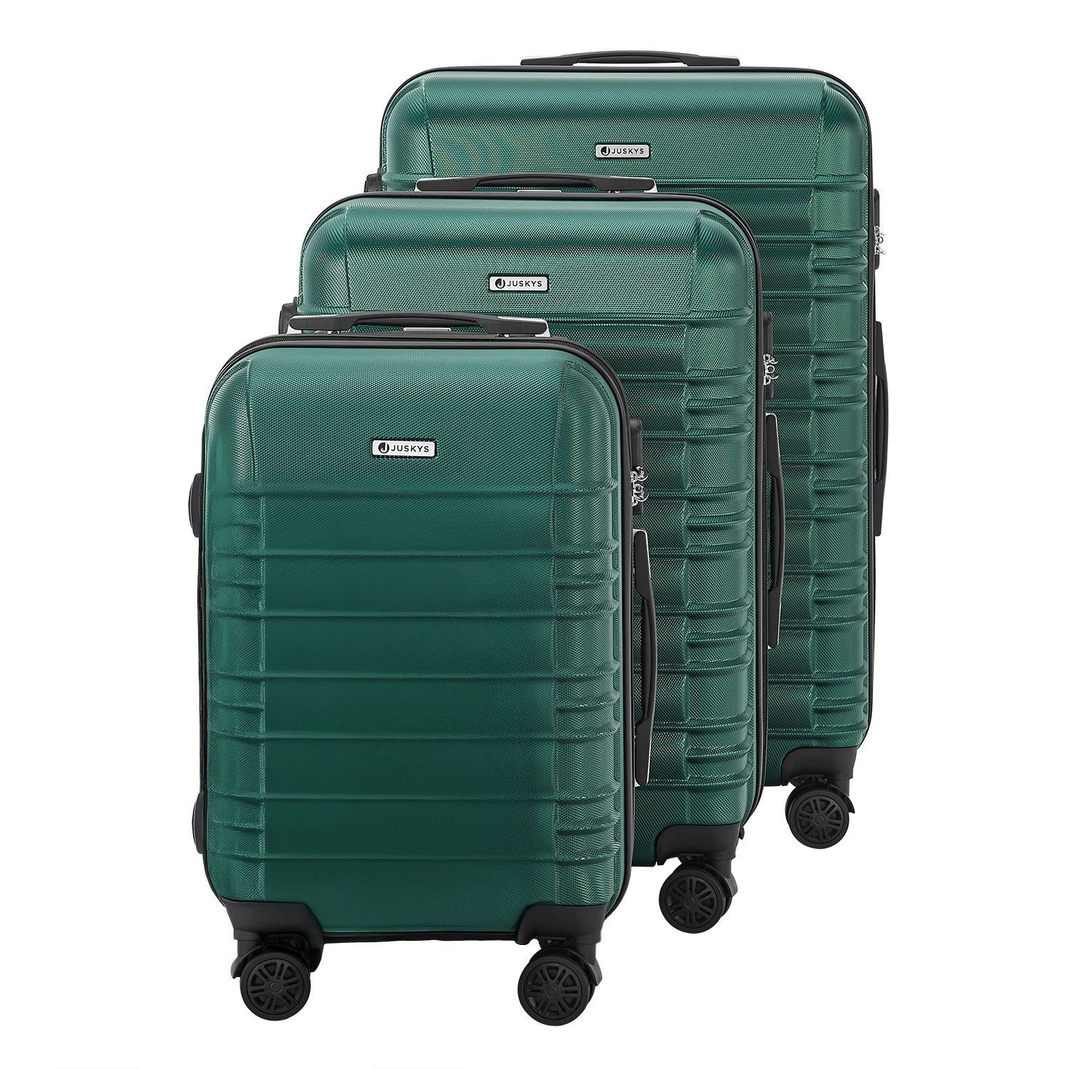 Juskys Trolleyset Rom, 4 Rollen, (3 tlg., 3-teilig), Aluminium, Rollen, Innenfutter, Ergonomische Griffe, 3er Set