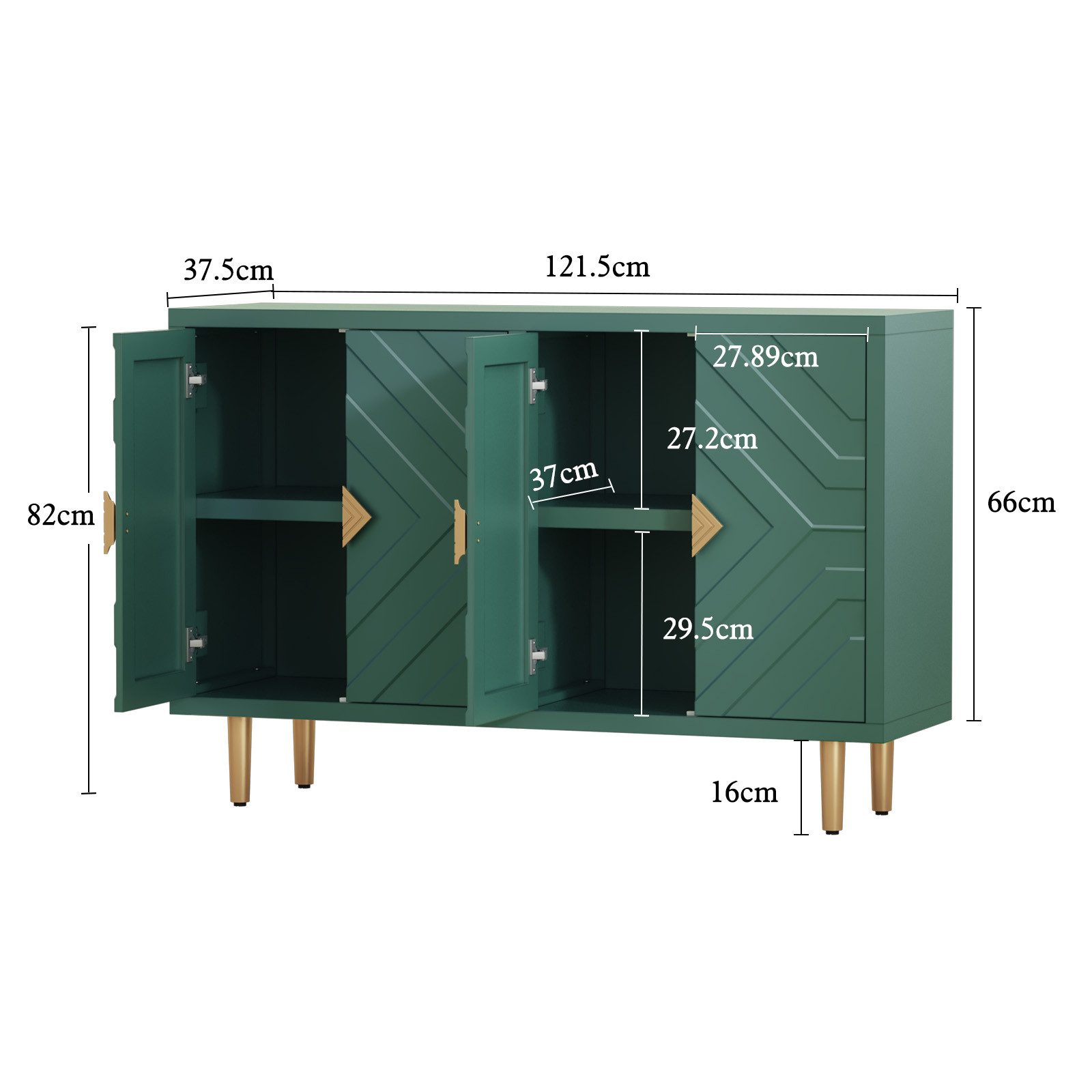 HOLTICO Sideboard Schrank für Wohnzimmer, Küche, Schlafzimmer (1 St), Kommode mit 4 Türen, Küchenschrank, Aufbewahrungsschrank