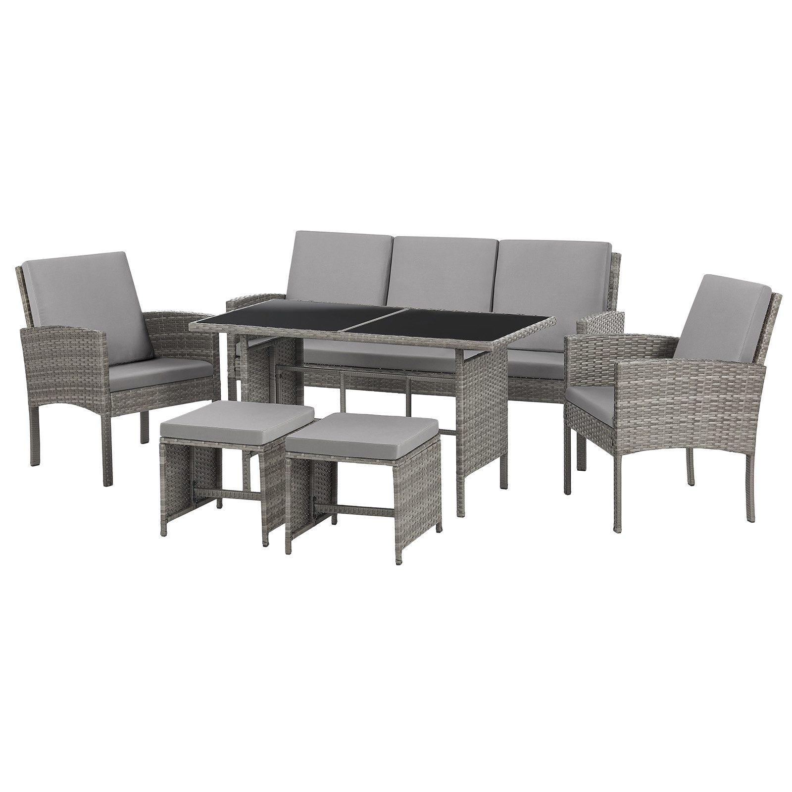 SVITA Gartenlounge-Set DENVER, (Gartenmöbel-Set), Essgruppe, Rattan, Inkl. Kissen