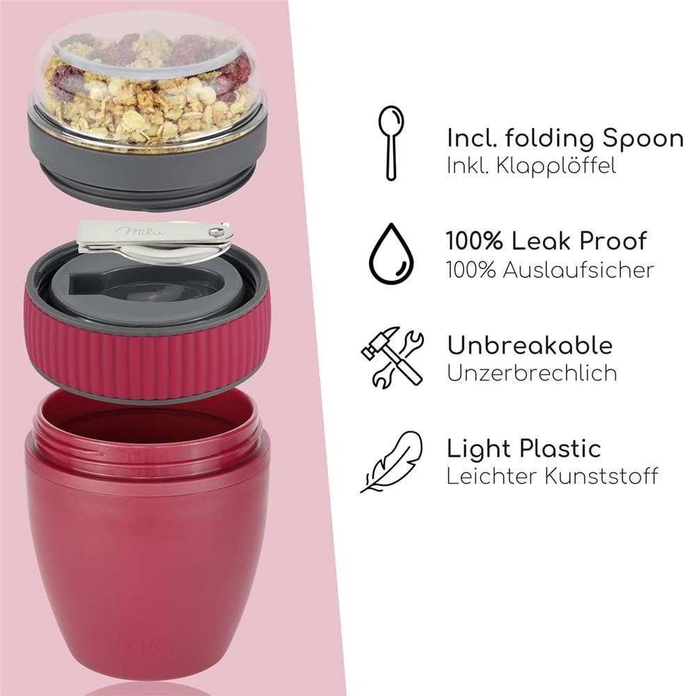 Milu Müslibox Milu Müslibecher To Go Kunststoff 400 ml, auslaufsicher, Müslimax Set – Bild 3 von 5