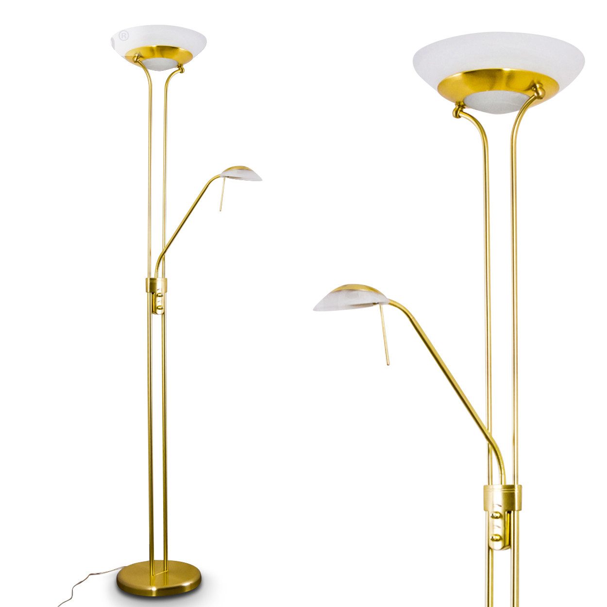 hofstein Deckenfluter »Lainate« moderne Stehleuchte aus Metall/Glas in Mess günstig online kaufen