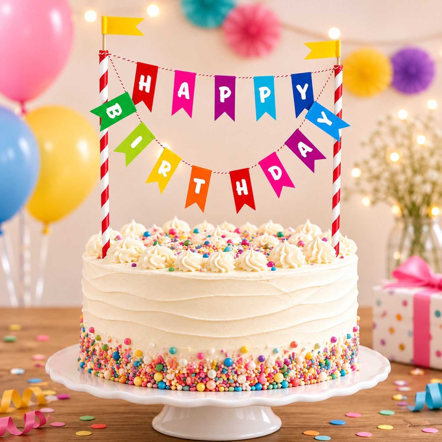 Unique Industries Inc. Papierdekoration Kuchen Deko 'Happy Birthday' Wimpelkette, Mehrfar – Bild 2 von 5
