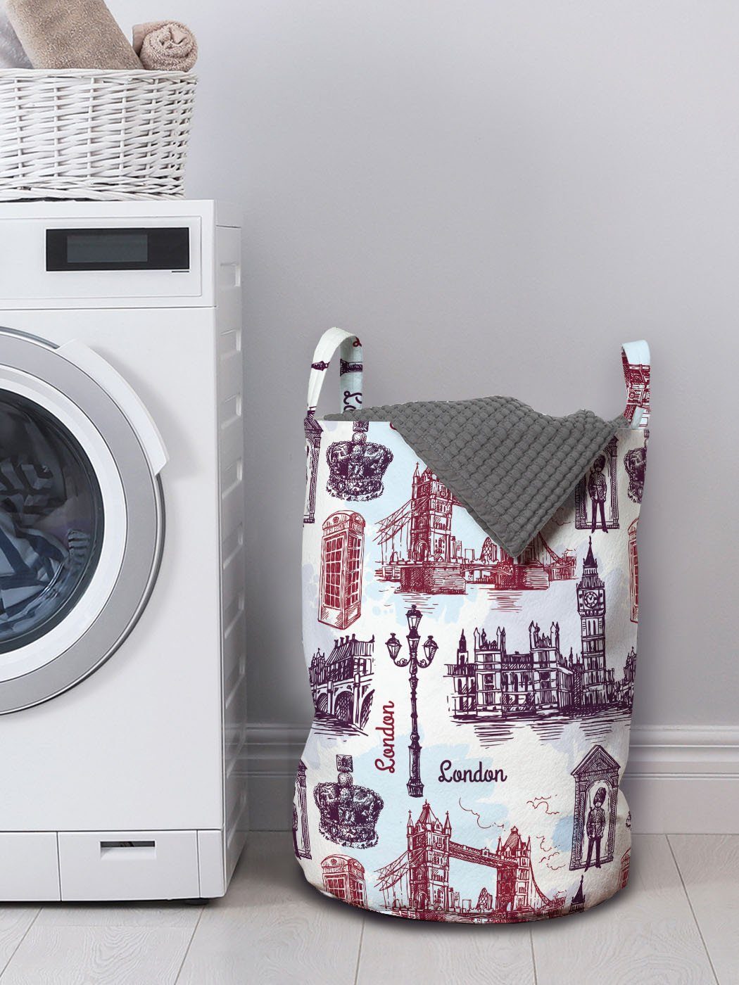 Abakuhaus Wäschesäckchen Waschsalons, Griffen der Kordelzugverschluss Skizze Stadt Wahrzeichen London für Wäschekorb mit