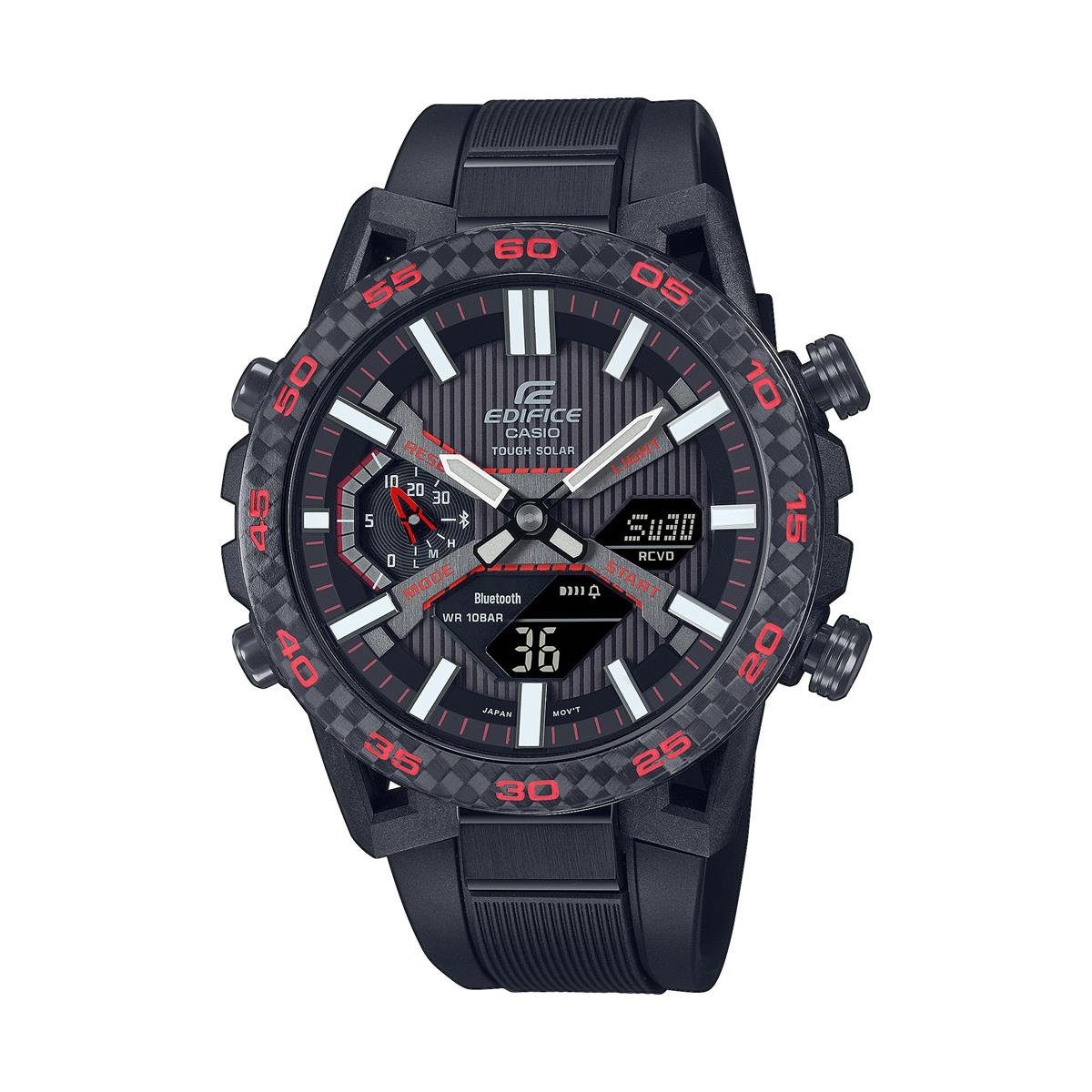 CASIO Solaruhr Casio Edifice Herren Uhr ECB 2000PB 1AEF Edelstahl Carbon Bluetooth 1 tlg