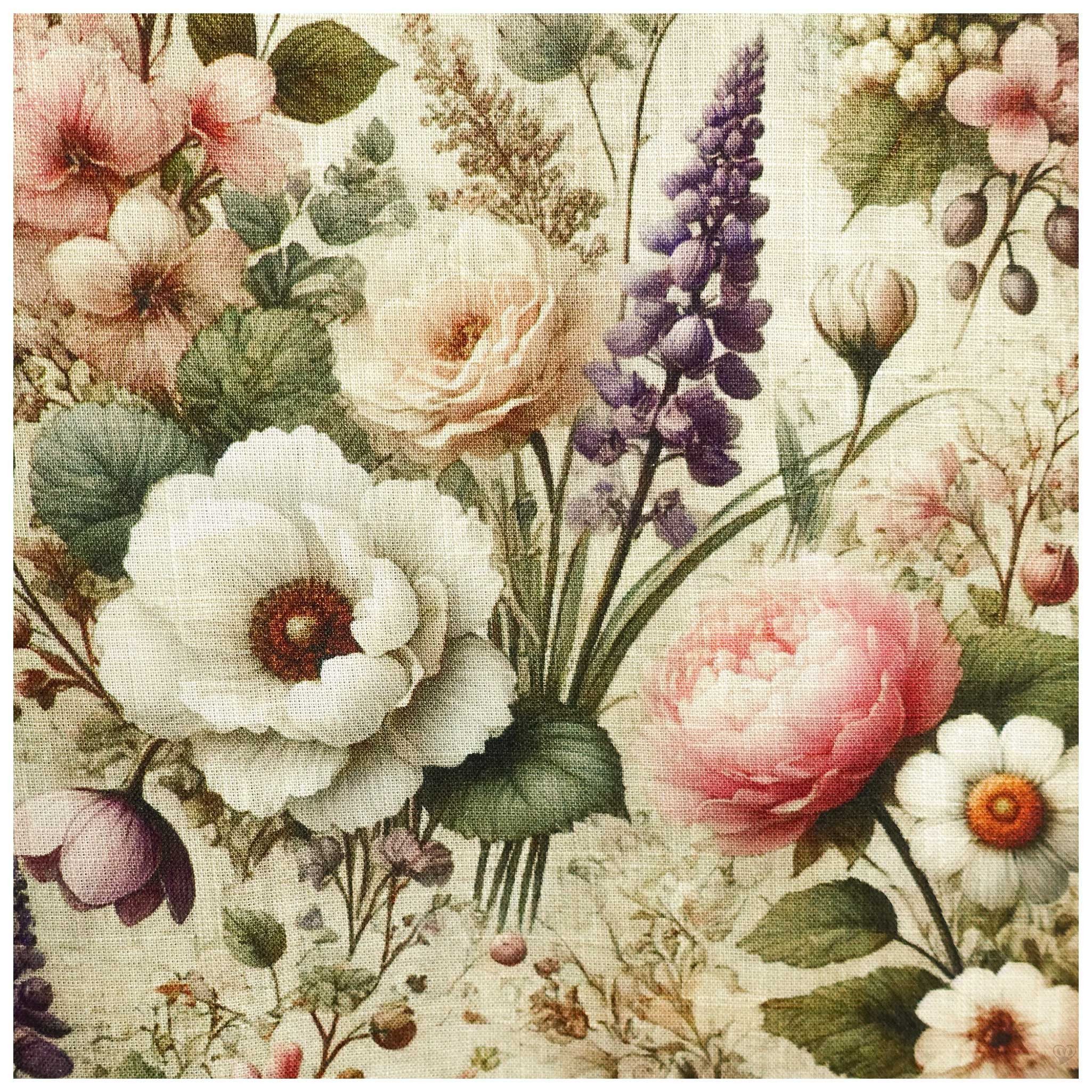 maDDma Stoff Viskose Leinen Stoff Blumen ab 0,5m x 1,43m Kleiderstoff Sommer, Blumen 3