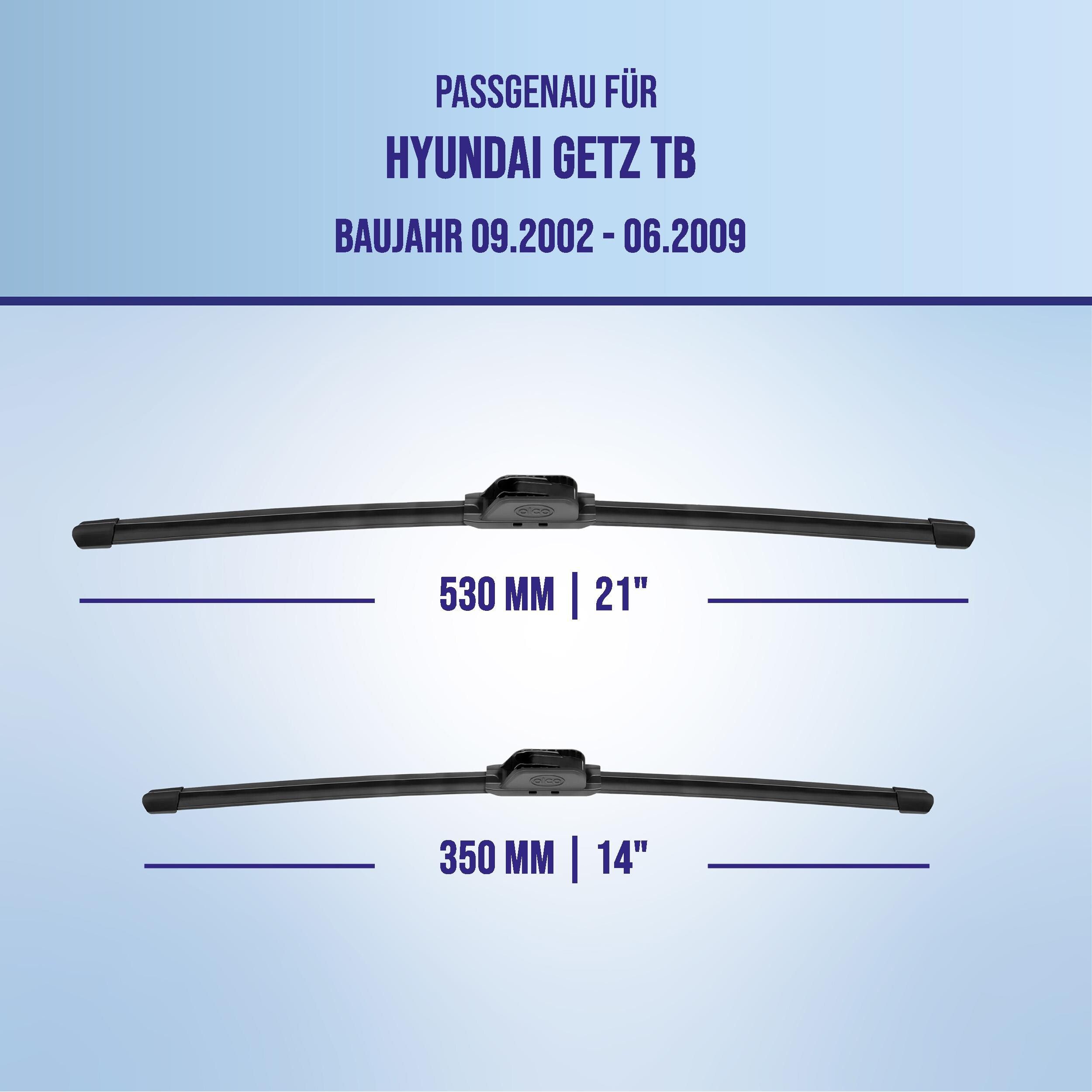 alca Scheibenwischblätter passend für HYUNDAI GETZ, 09.2002 - 06.2009, Frontscheibe, (Packung, 2-St., Scheibenwischer), mit Nano Graphit Beschichtung