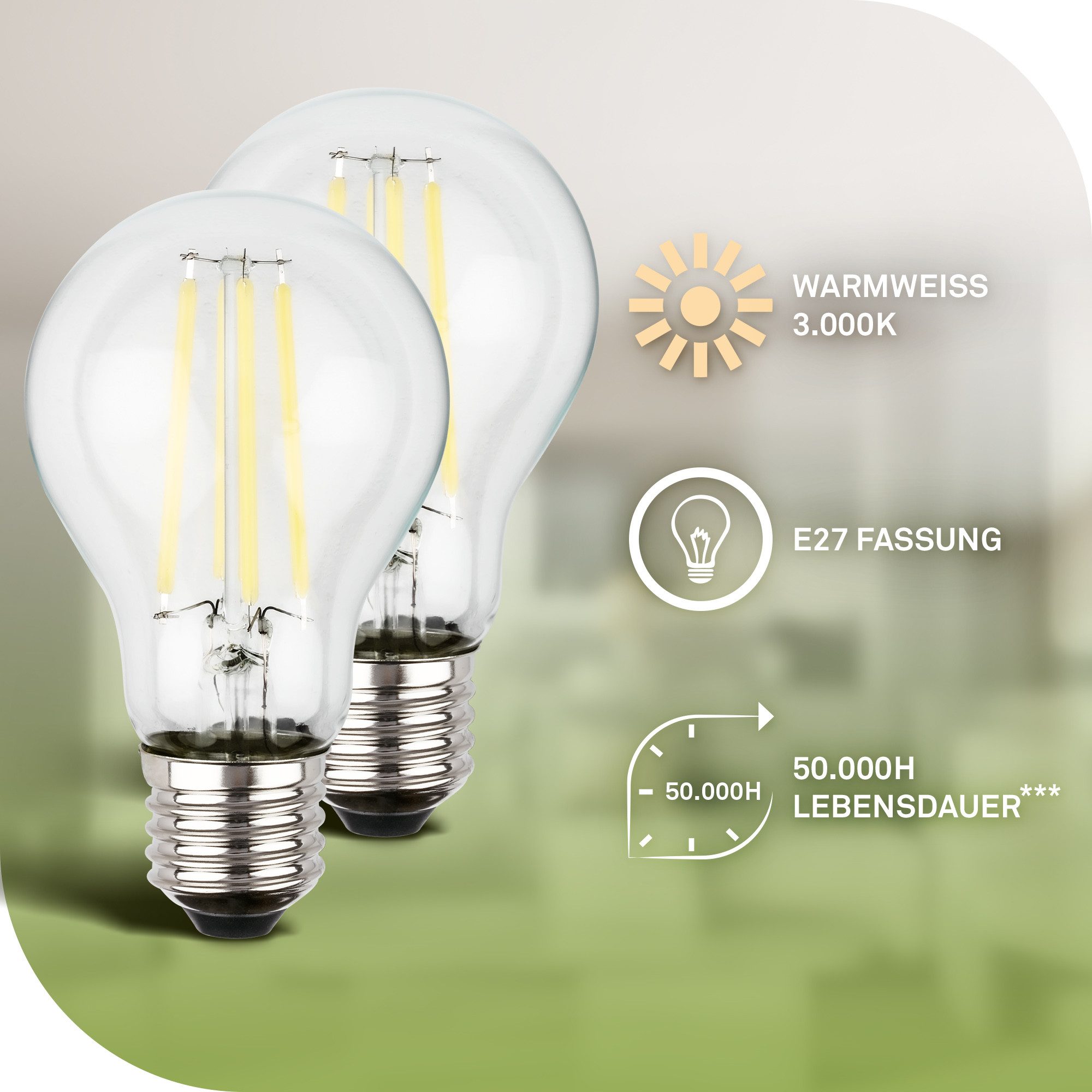 Briloner Leuchten LED-Leuchtmittel 2er Set EEK A Warmweißes Licht, GU10, E27, E14, ultra energieeffizient, versch. Formen und Größen