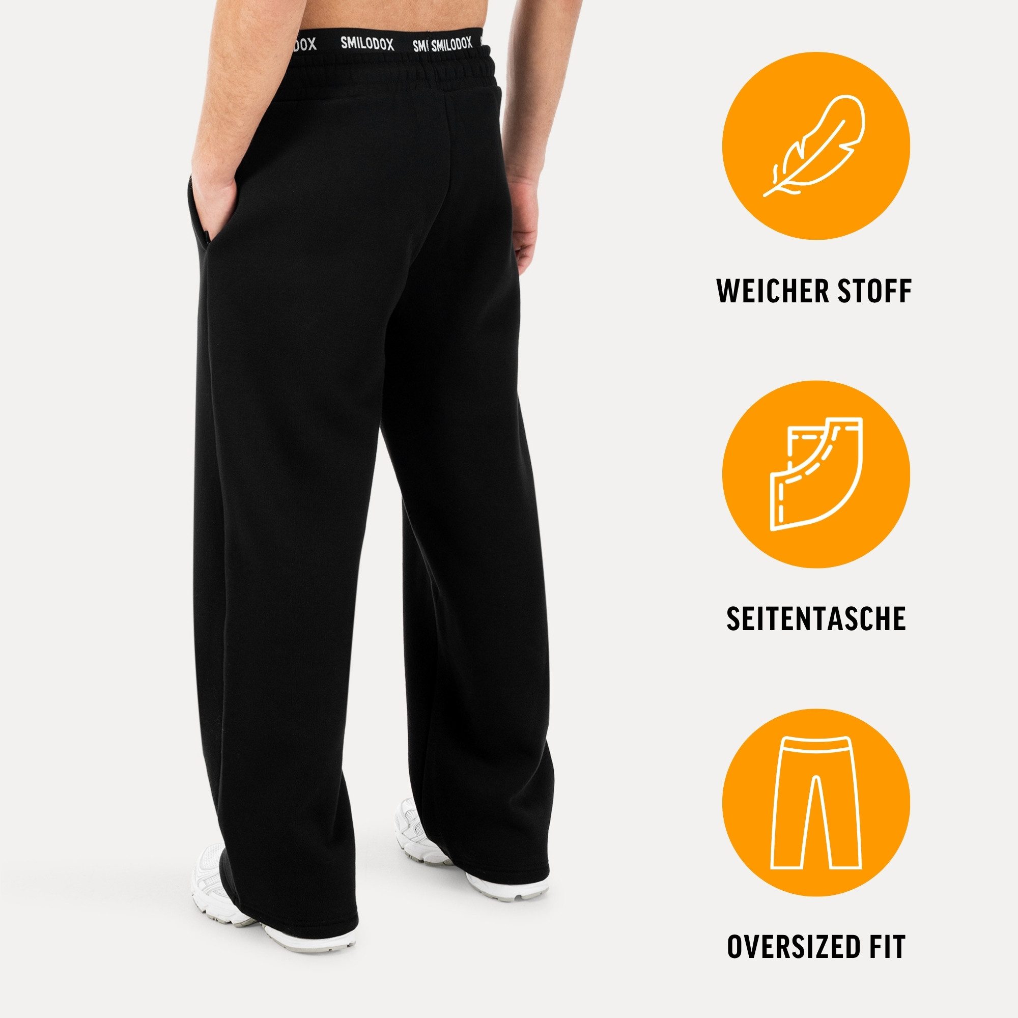 Smilodox Jogginghose Oswin, Trainingshose Herren, Baggy Fit mit elastischem Bund, Gym weites Bein, weiches Sweat, sportlicher Look, Logo-Detail