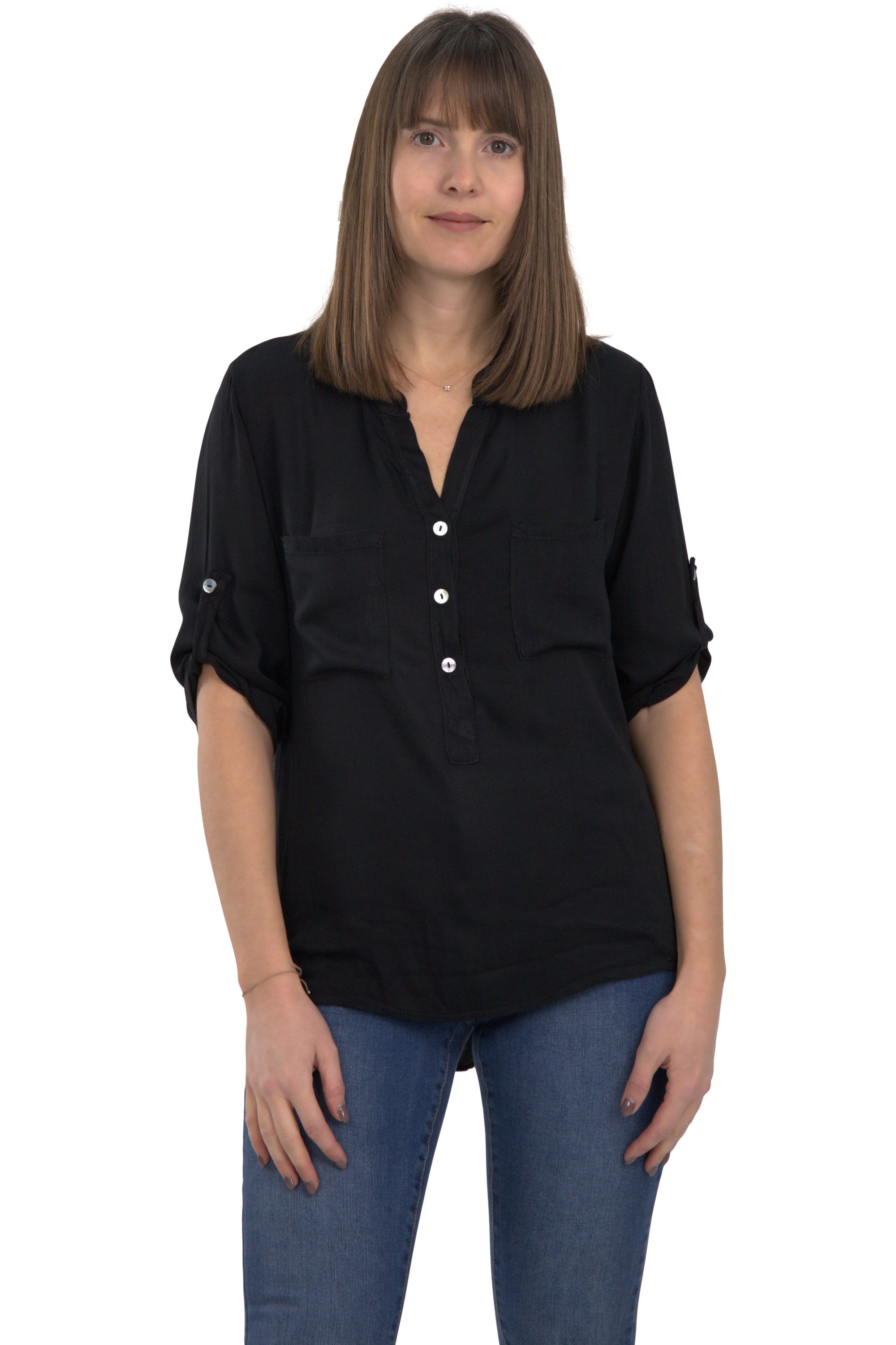 Schlupfbluse malito Damen Bluse mit Knopfleiste, Tunika mit ¾ Armen, Blusenshirt