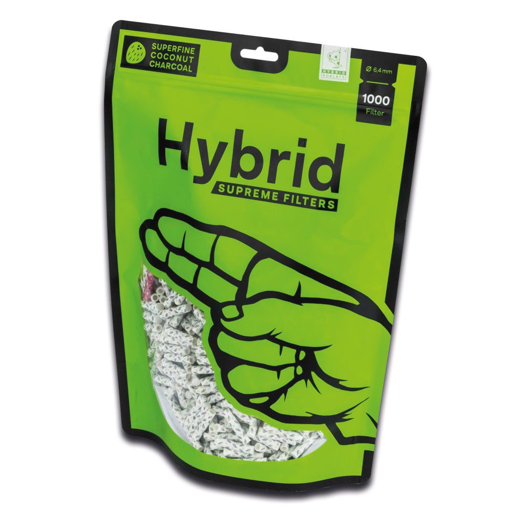 Hybrid Supreme Filters Aktivkohlefilter Aktivkohlefilter, Slim 6,4mm, Weiß, Premium Filter Tips, Hybrid Supreme Filters
