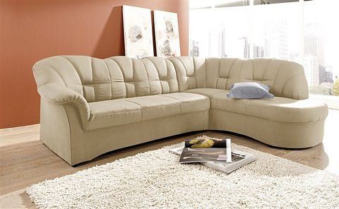 DOMO collection Ecksofa Papenburg, zeitlose Rückensteppung, elegante Armlehne, L-Form, mit Ottomane, wahlweise mit Bettfunktion, OTTOs Choice