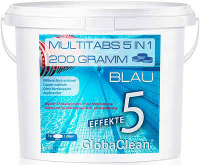 GlobaClean Chlortabletten 5 kg Pool Chlor Multitabs 5in1 200g BLUE, (5kg)