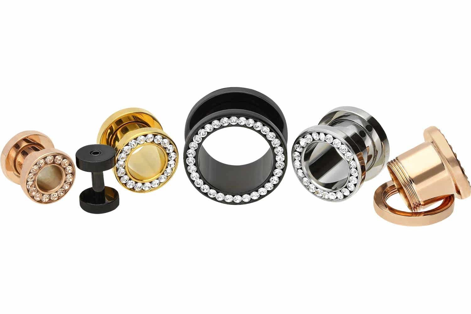 PIERCINGLINE Plug Chirurgenstahl Tunnel KRISTALLRAND (Tunnels, günstig online kaufen