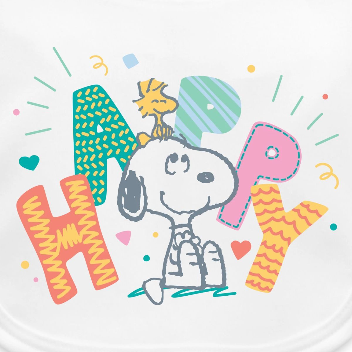 Spreadshirt Lätzchen Peanuts Snoopy Happy Glücklich Bio Baby Lätzchen, (1-St)