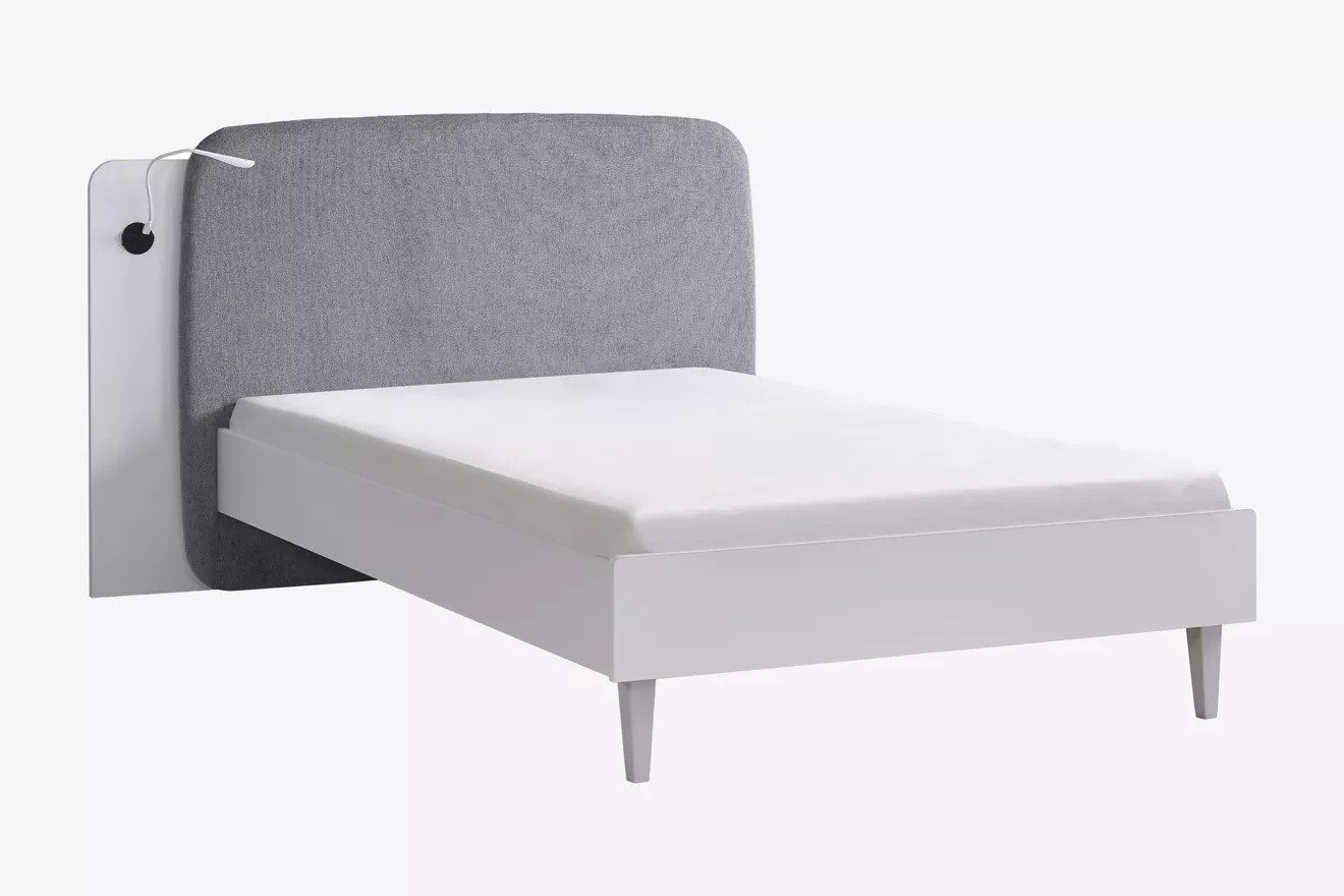 Möbel-Zeit Bett LIKYA Jugendbett – Grau gepolstertes Kopfteil – In 2 Größen erhältlich