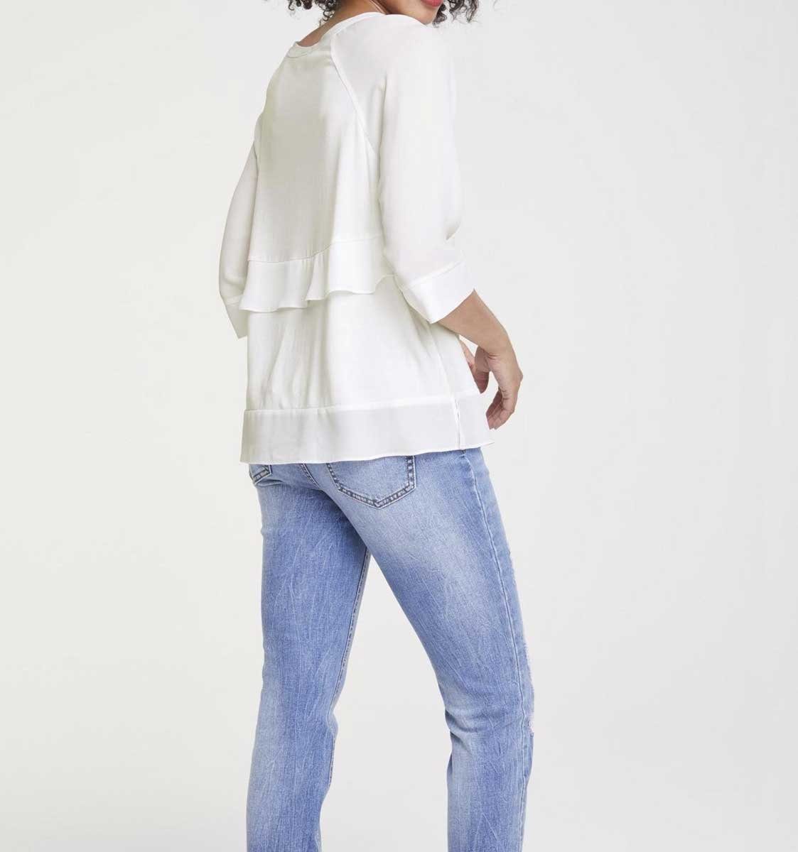 Damen HEINE Longshirt offwhite mit Shirt heine Volants,