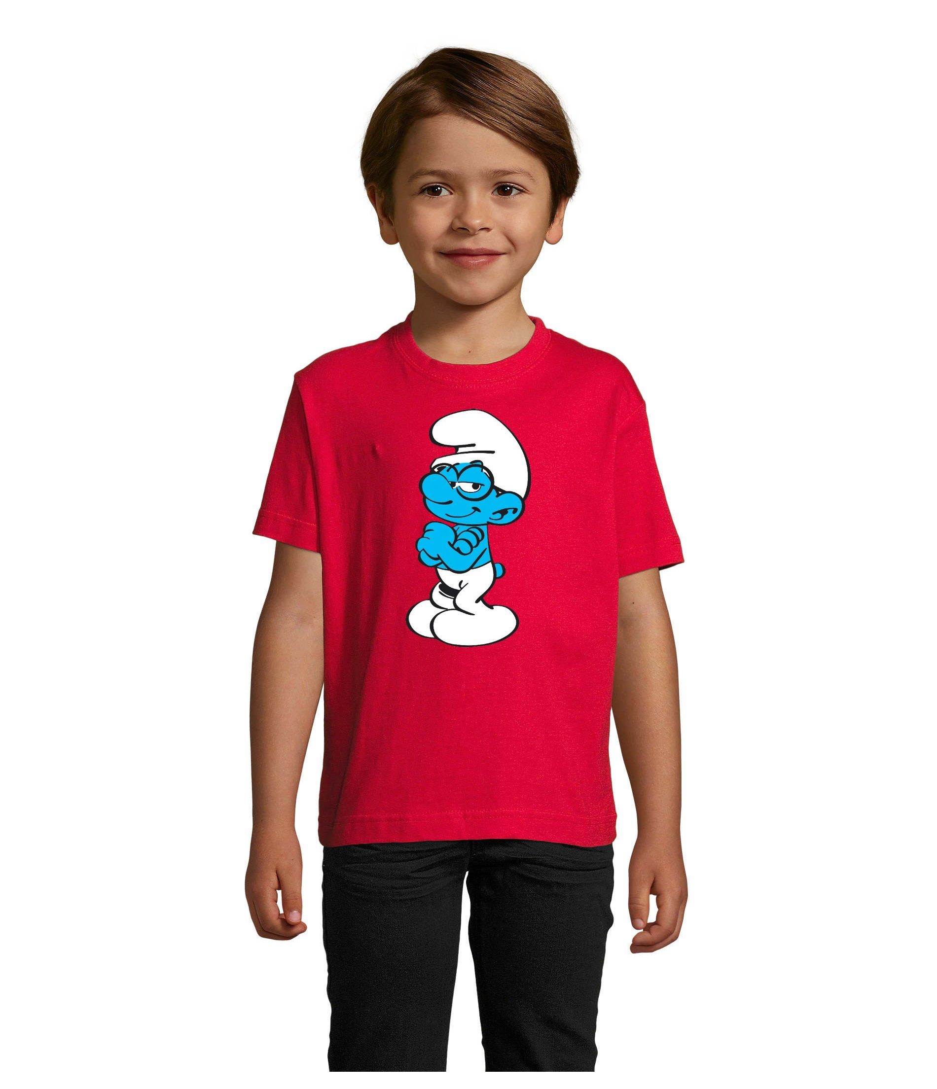 Kinder Blondie Schlümpfe Schlumpf & Schlumpfine Rot Brownie T-Shirt Schlaubi