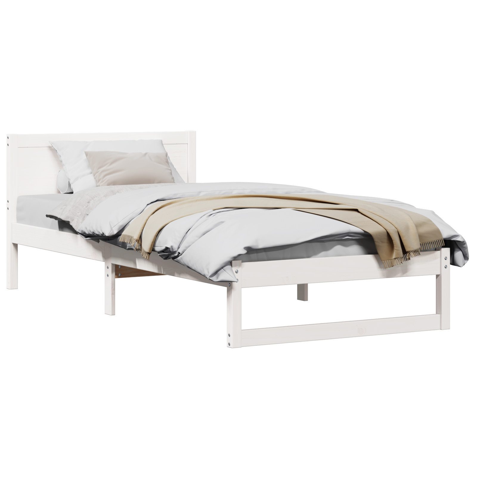 vidaXL Bett Bettgestell Weiß Massivholz Kiefer günstig online kaufen