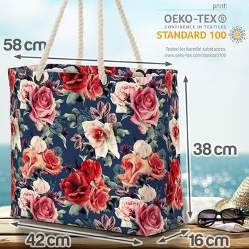 VOID Strandtasche (1-tlg), Große Rosenblüten Beach Bag Blumen-Strauss Floral Rosen-Blätter Rosen-Blüten