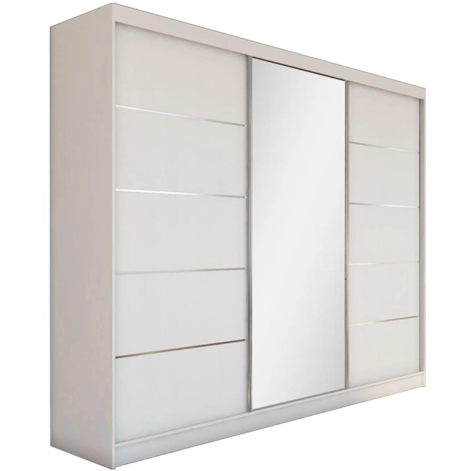 Beautysofa Schwebetürenschrank Marika (Garderobenschrank mit Spiegel für Schlafzimmer, Kleiderstange, Einlegeböden) 120 / 150 / 160 / 180 / 200 / 240 cm