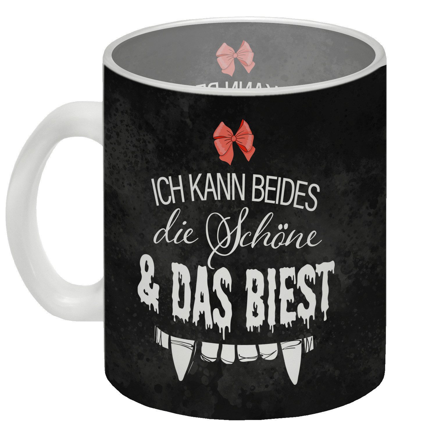 speecheese Tasse Ich kann beides: die Schöne und das Biest Glas Tasse