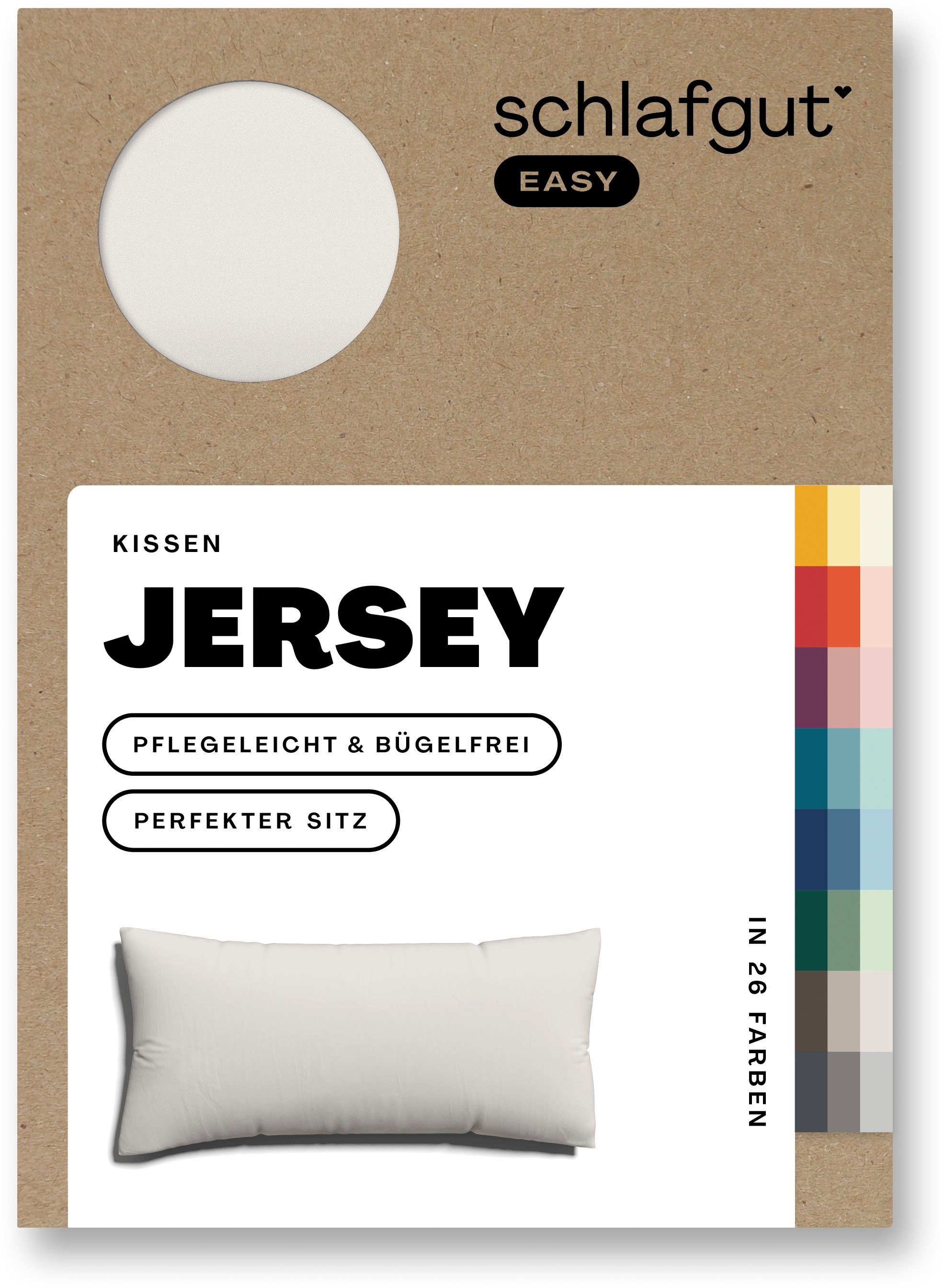 Schlafgut Kissenbezug EASY JERSEY Kissenhülle 100% Baumwolle, weicher Edel-Jersey, bügelfrei, (1 Stück), mit farblich angepasstem Reißverschluss, pflegeleicht, formstabil