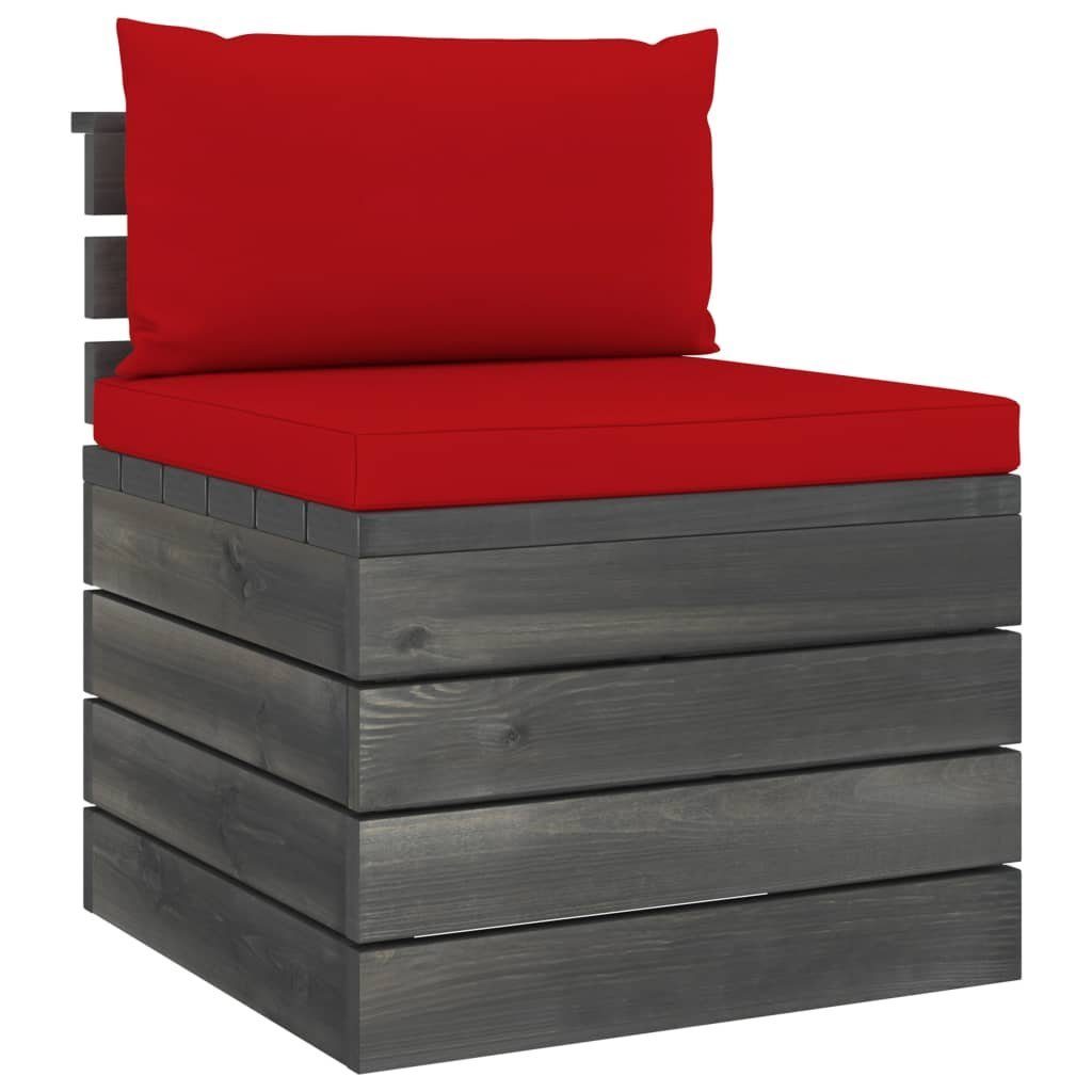 Paletten aus Rot vidaXL Kissen Kiefernholz, mit Garten-Sofagarnitur Gartenlounge-Set (8-tlg) 8-tlg.