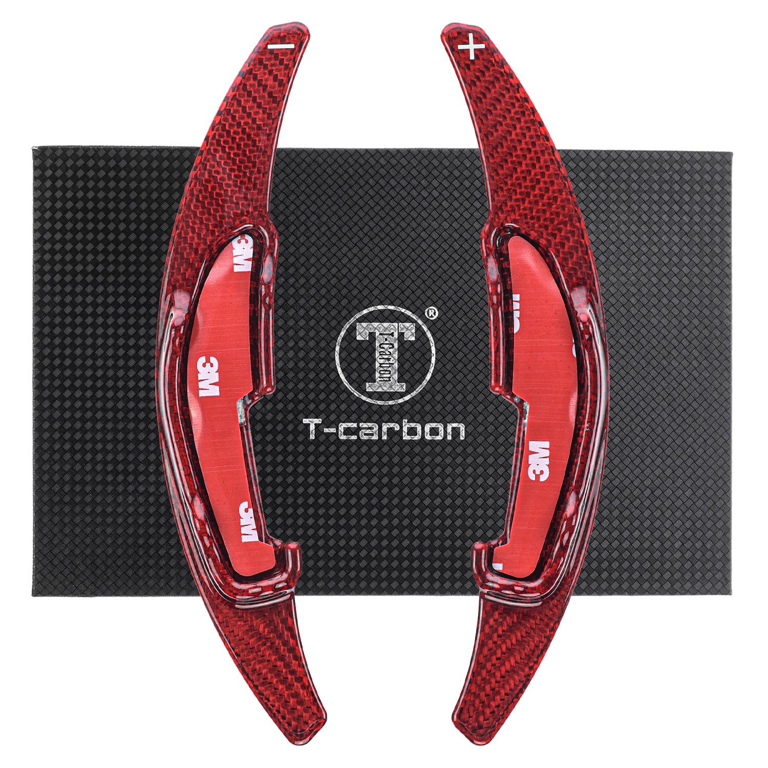 T-Carbon Lenkeradapter Auto Lenkrad Schaltwippen Paddel Aufsatz Echt Carbon ROT, (2-tlg., für BMW M2 F22 F87 M3 F30 F35 F80 M4 F32 F82 F83)