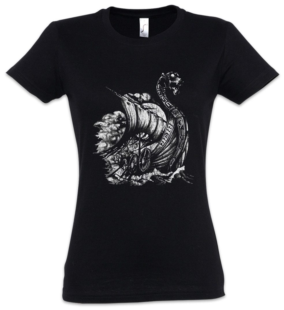 Urban Backwoods Print-Shirt Viking Ship VIII Damen T-Shirt Valhalla Odin Thor Norse Vikings Boot (1-tlg) Tyr Dragon Drachen Wikinger