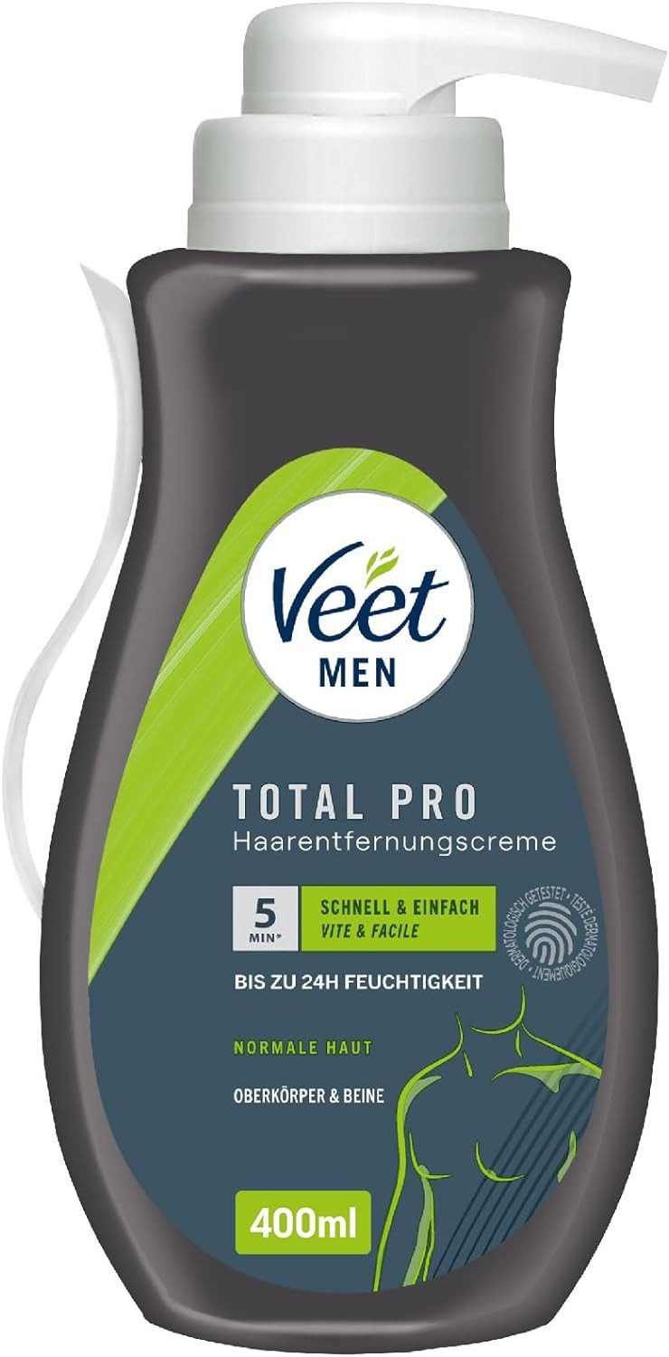 Veet MEN Enthaarungscreme Sensitive Power, (400 ml), 1 St., Haarentfernungscreme, für Oberkörper & Beine