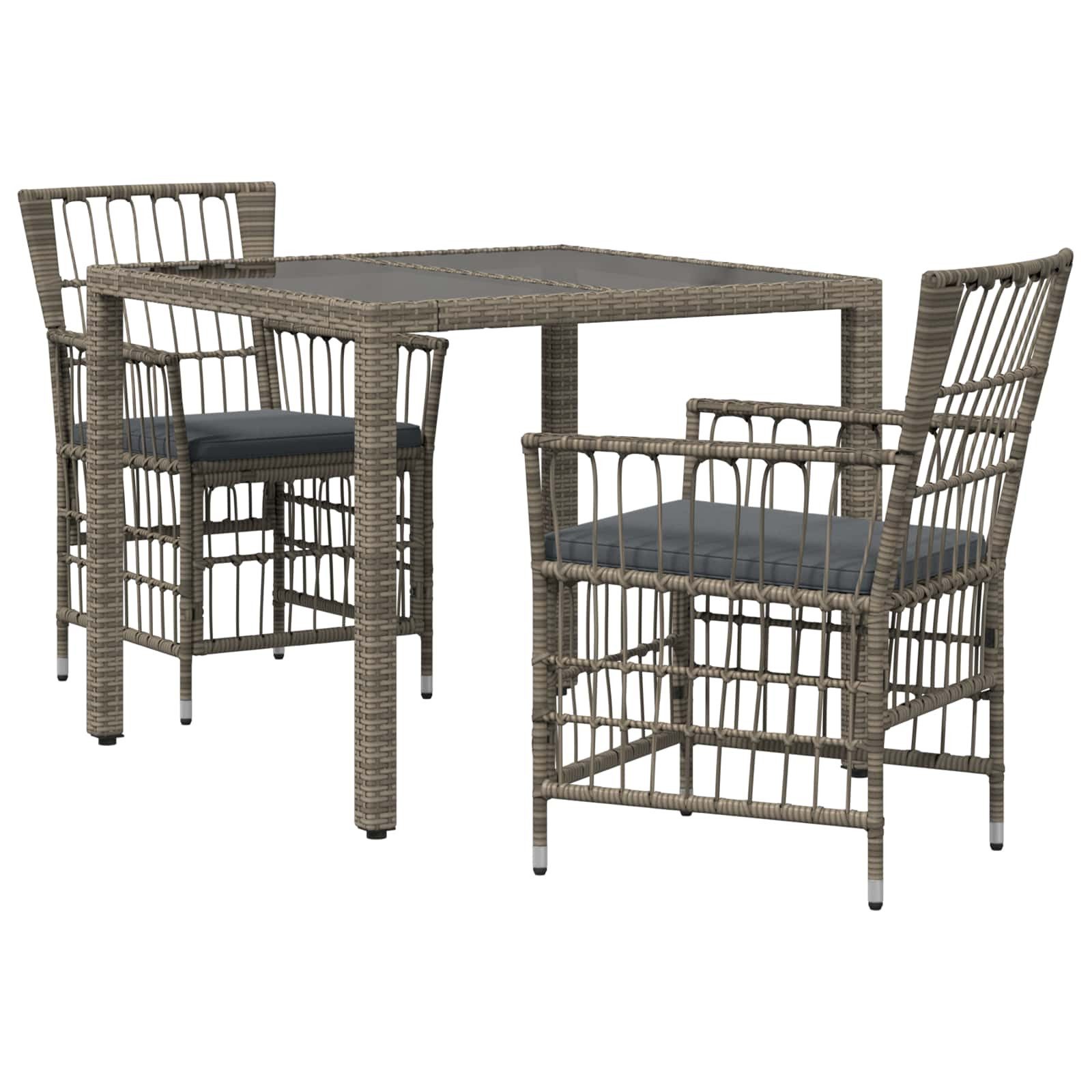 vidaXL Gartenlounge-Set Outdoor-Essgruppe 3 stk. Grau Poly-Rattan, (3-tlg)