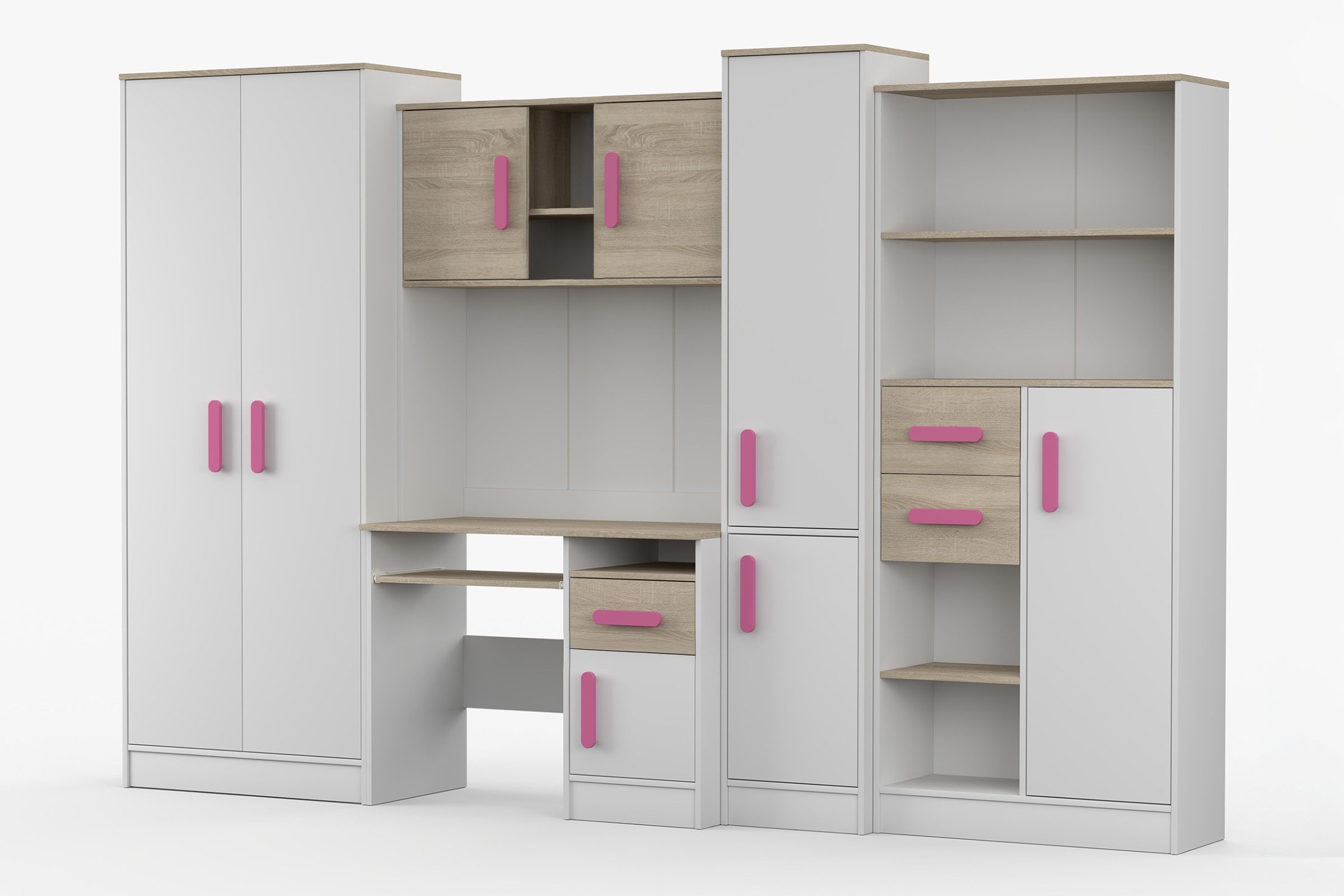 Deine Möbel 24 Jugendzimmer-Set MIKI Jugend-Schrankwand Jugendzimmer Jugendmöbel 5-teilig in Weiß, (Set, 5-tlg., 5-teiliges Möbelset für das Jugendzimmer), Schr – Bild 4 von 5
