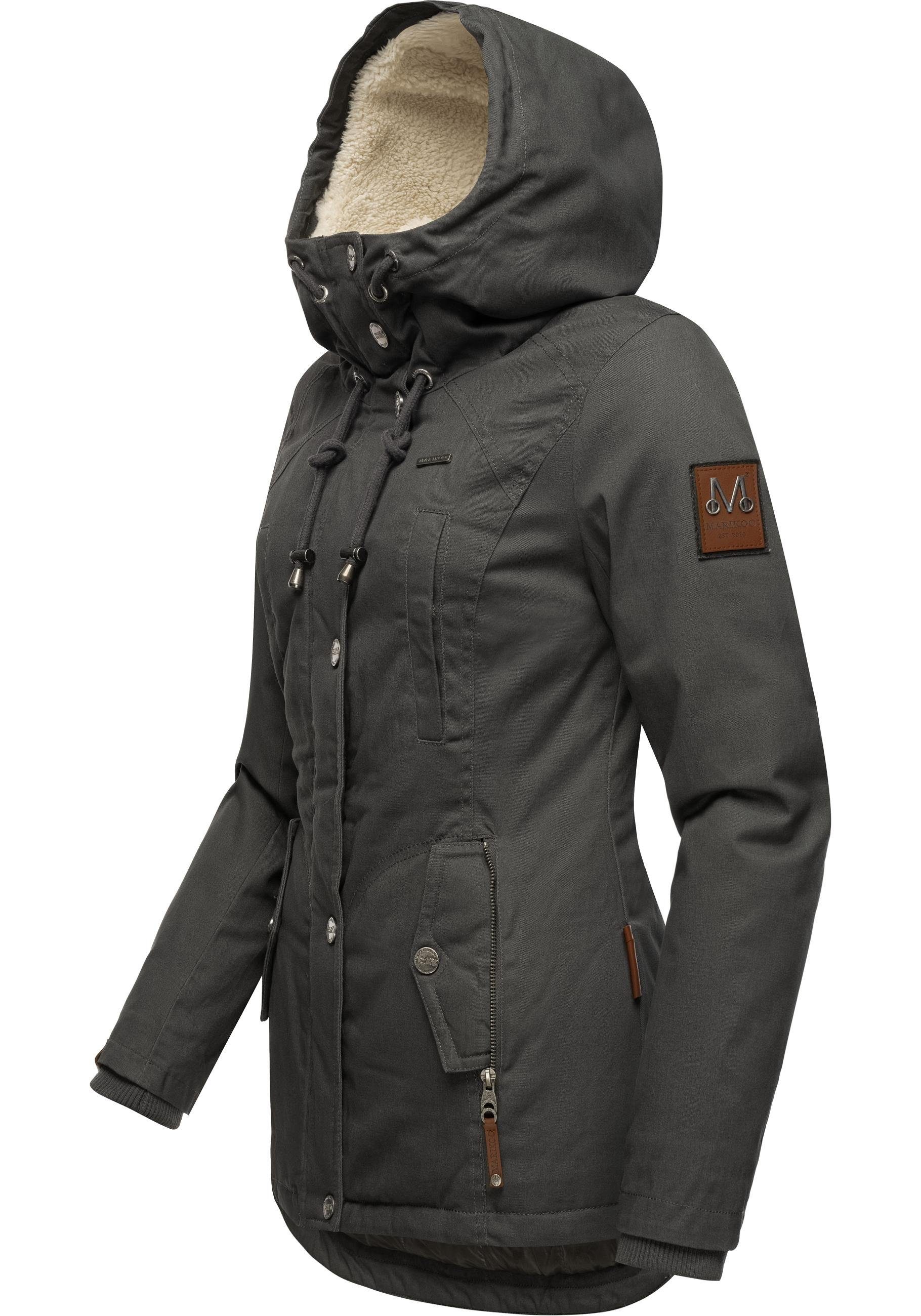 Marikoo Winterjacke Bikoo sportliche Damen Outdoor Baumwolljacke mit Kapuze