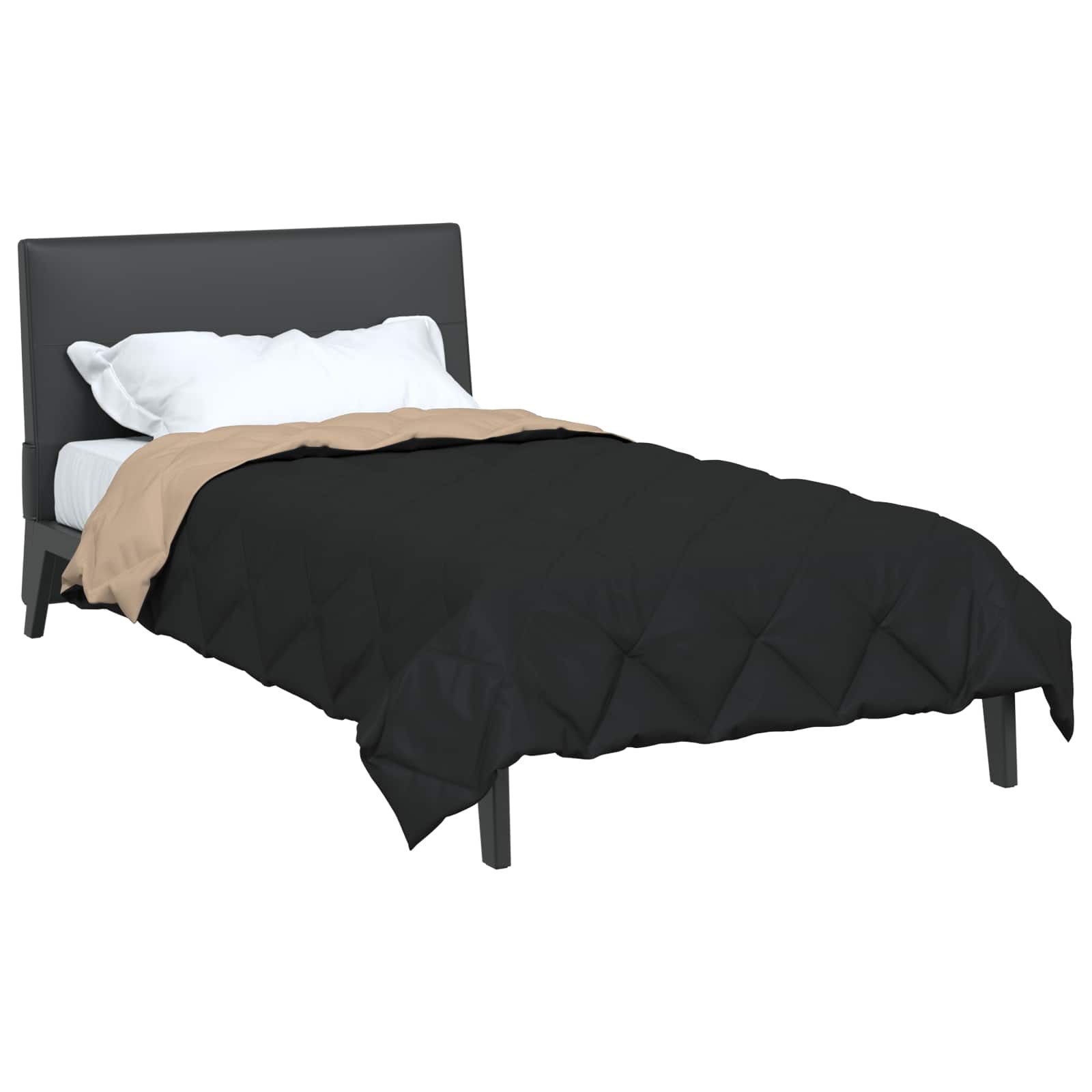 vidaXL Baumwollbettdecke Ganzjahresbettdecke Schwarz und Taupe 200 x 140 cm günstig online kaufen