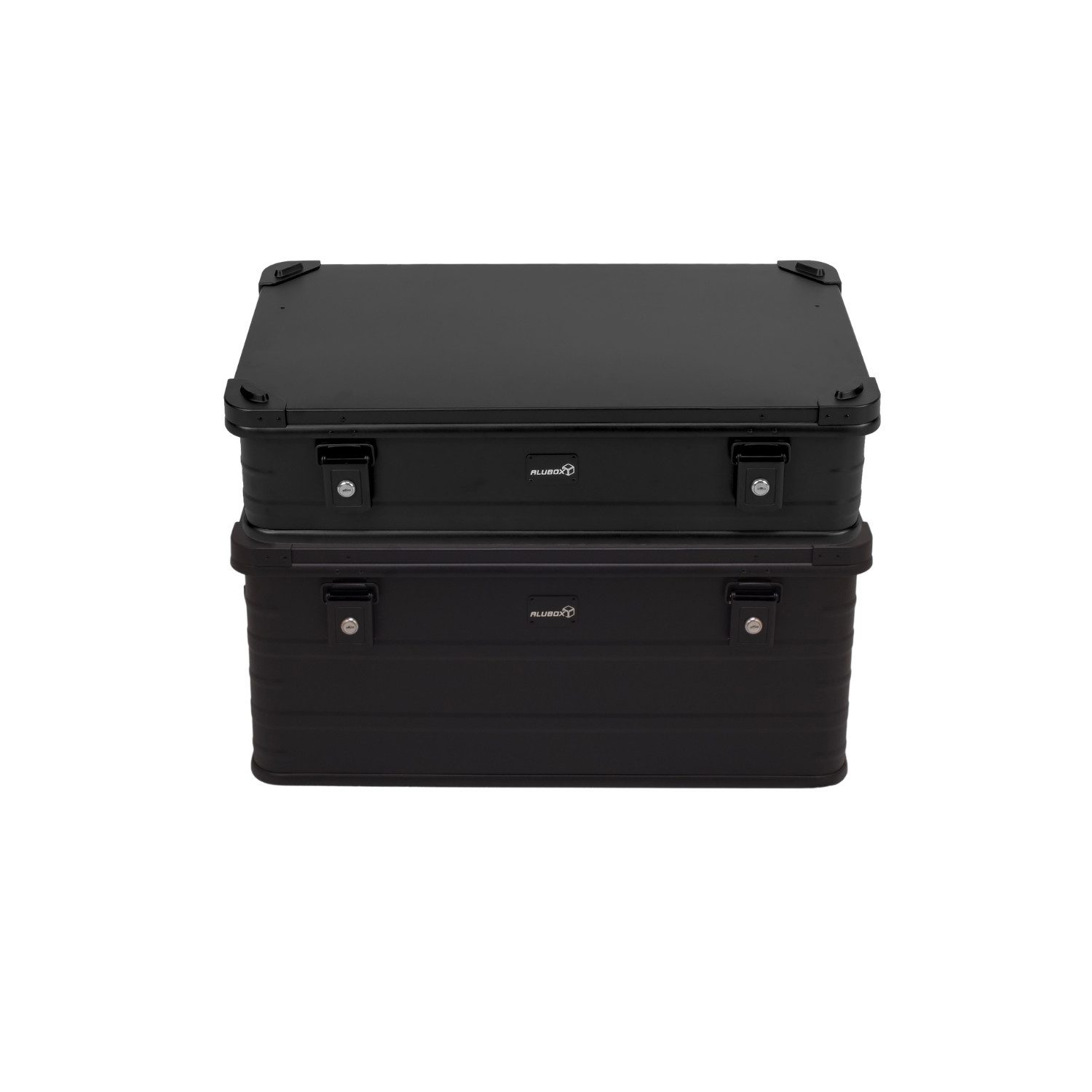 ALUBOX Aufbewahrungsbox E92 Transportbox Aluminium matt schwarz (stapelbar mit der 92 Liter Kiste), spritzwassergeschützt - abschließbar - leicht und formbeständig