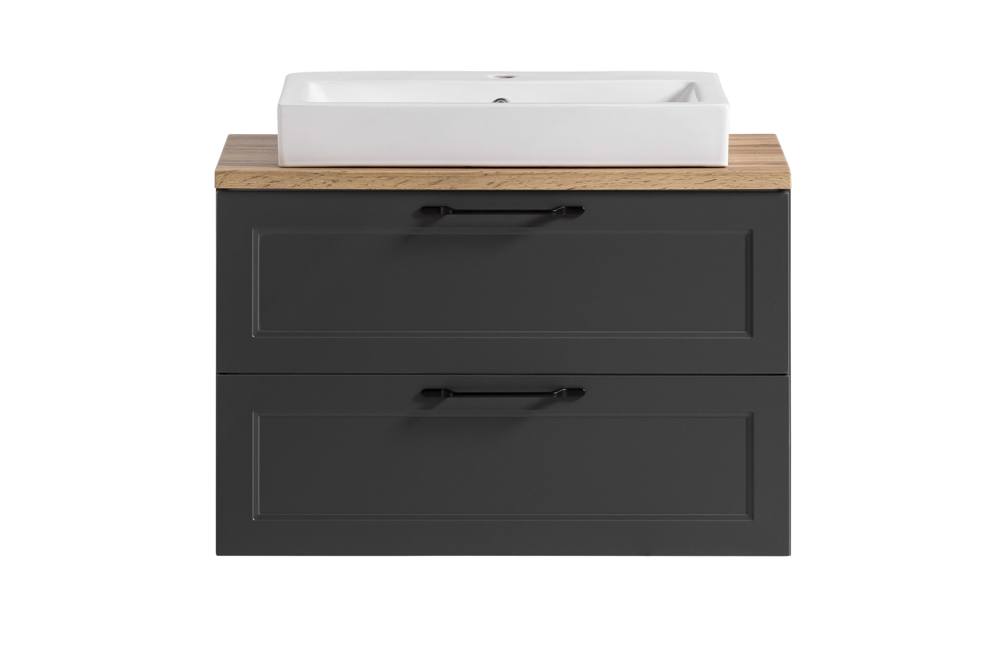 HELD MÖBEL Waschtisch in grau, Wotaneiche, MDF - 80x63x47cm (BxHxT)