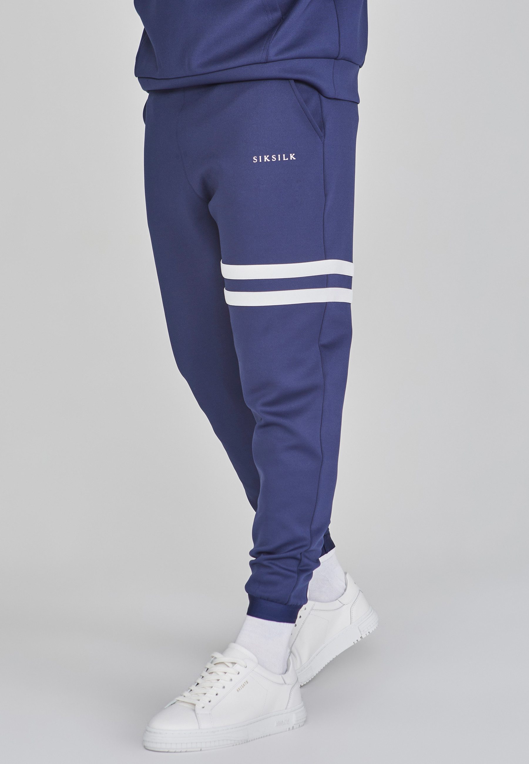 Siksilk Jogger Pants SikSilk Herren Marineblaue Muscle Fit Jogginghose