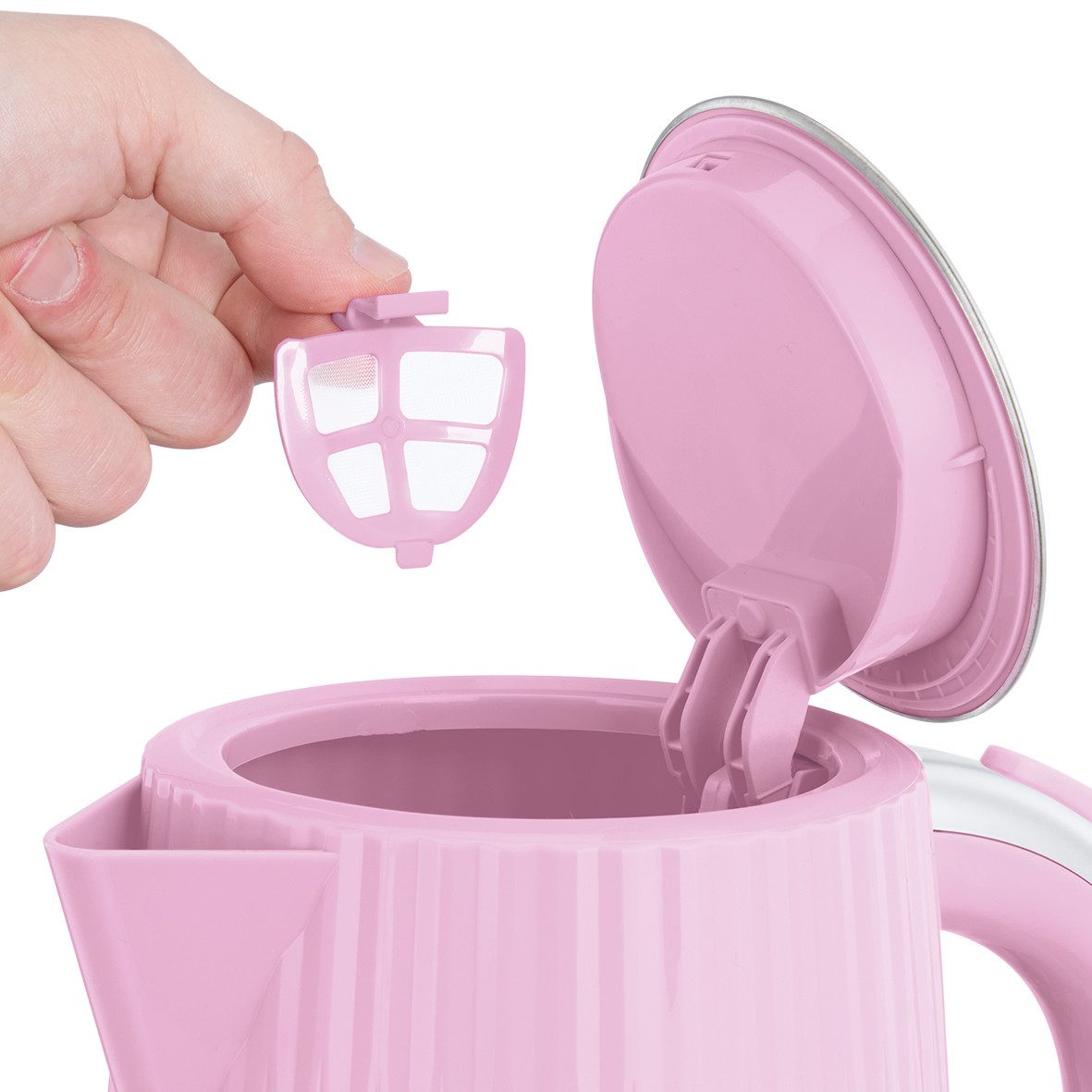 RUSSELL HOBBS Wasserkocher Eden 27362-70 Himbeere, 1,7 l, 2400 W, Edelstahlakzente, herausnehmbarer Kalkfilter