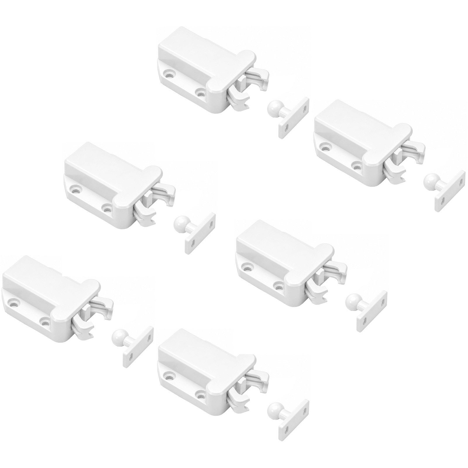SO-TECH® Möbelbeschlag Druckschnäpper Push To Open Federschnäpper (6 St), Türschnäpper, Push-Latch für Schranktüren weiß