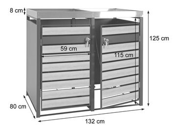MCW Mülltonnenbox MCW-J81-2P (1 St), Für Mülltonnen mit 80 bis 240 Liter Fassungsvermögen, abschließbar