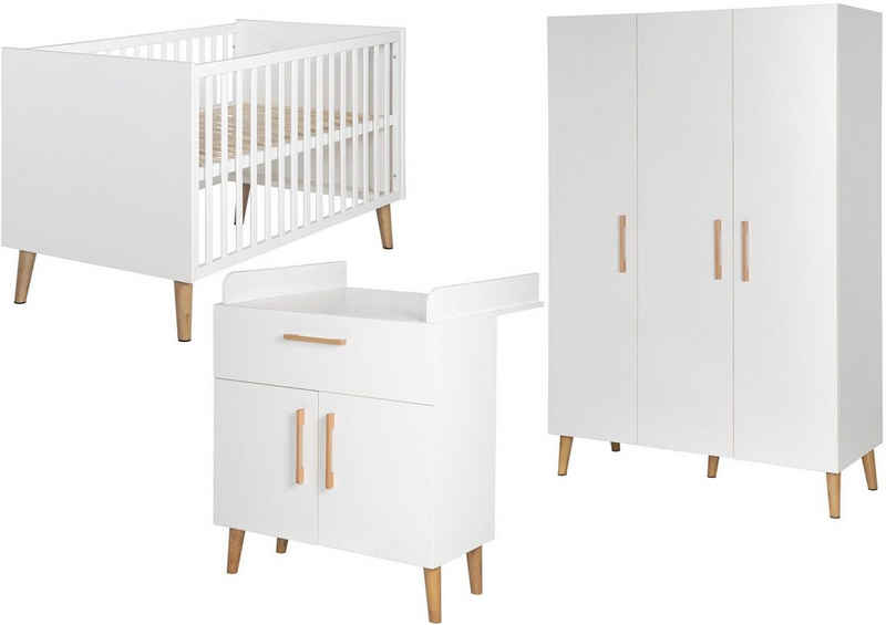 roba® Babyzimmer-Komplettset Mick, (Set, 3-St., Kinderbett, Schrank, Wickelkommode), mit Kinderbett, Schrank und Wickelkommode; Made in Europe