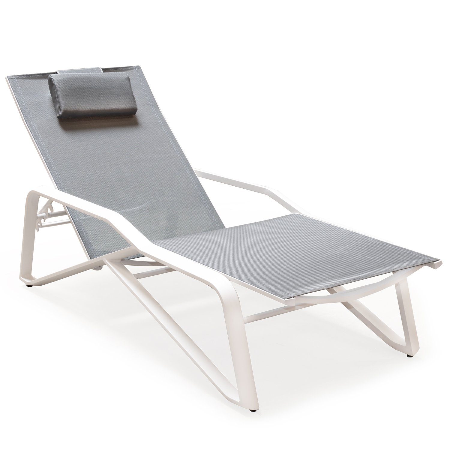 osoltus Wellnessliege osoltus VIDA Sonnenliege Gartenliege mit Kissen Alu weiß verstellbar